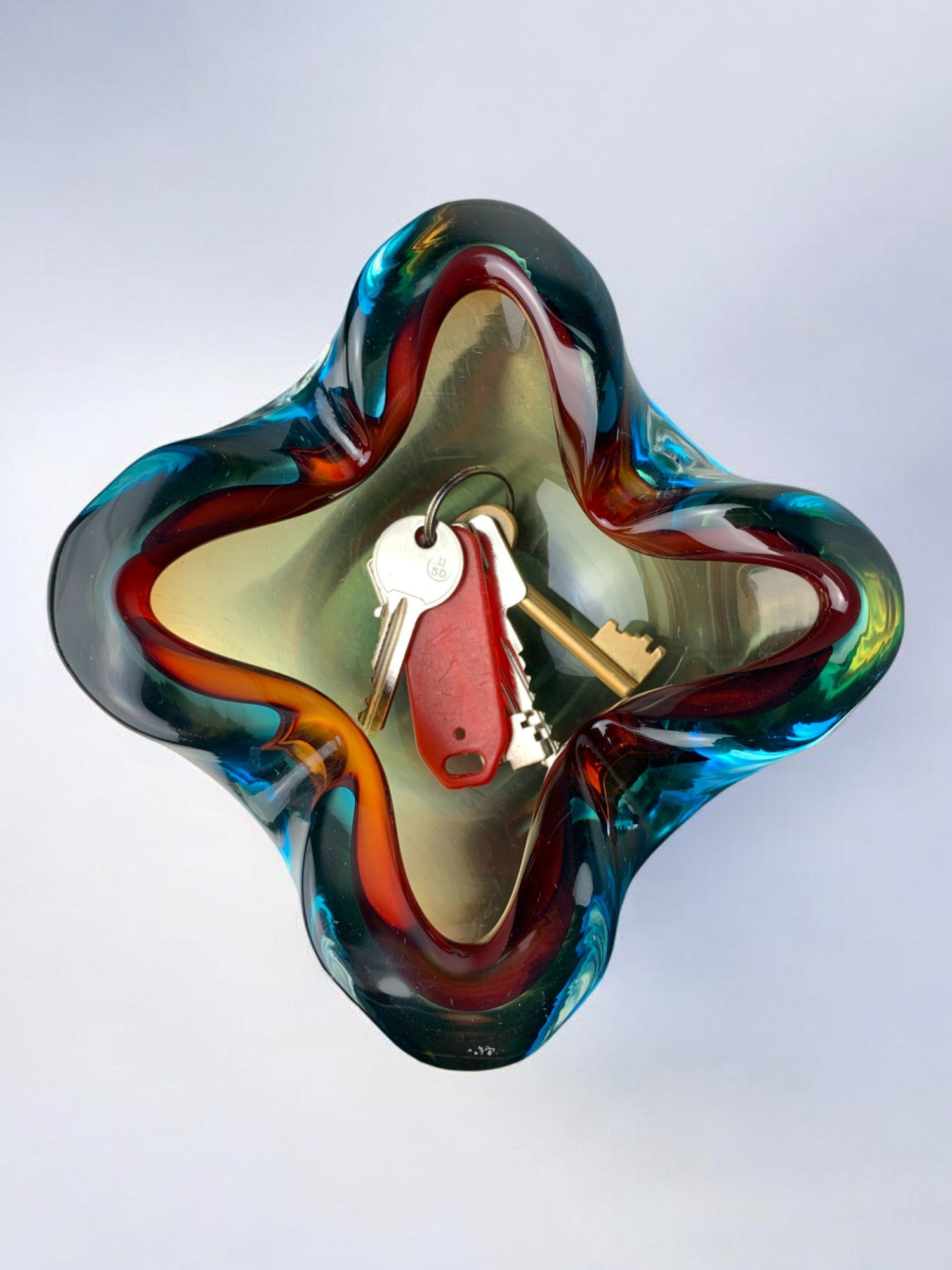 Sommerso trinket tray by Flavio Poli for Seguso, Murano glass, Italy, 1970's