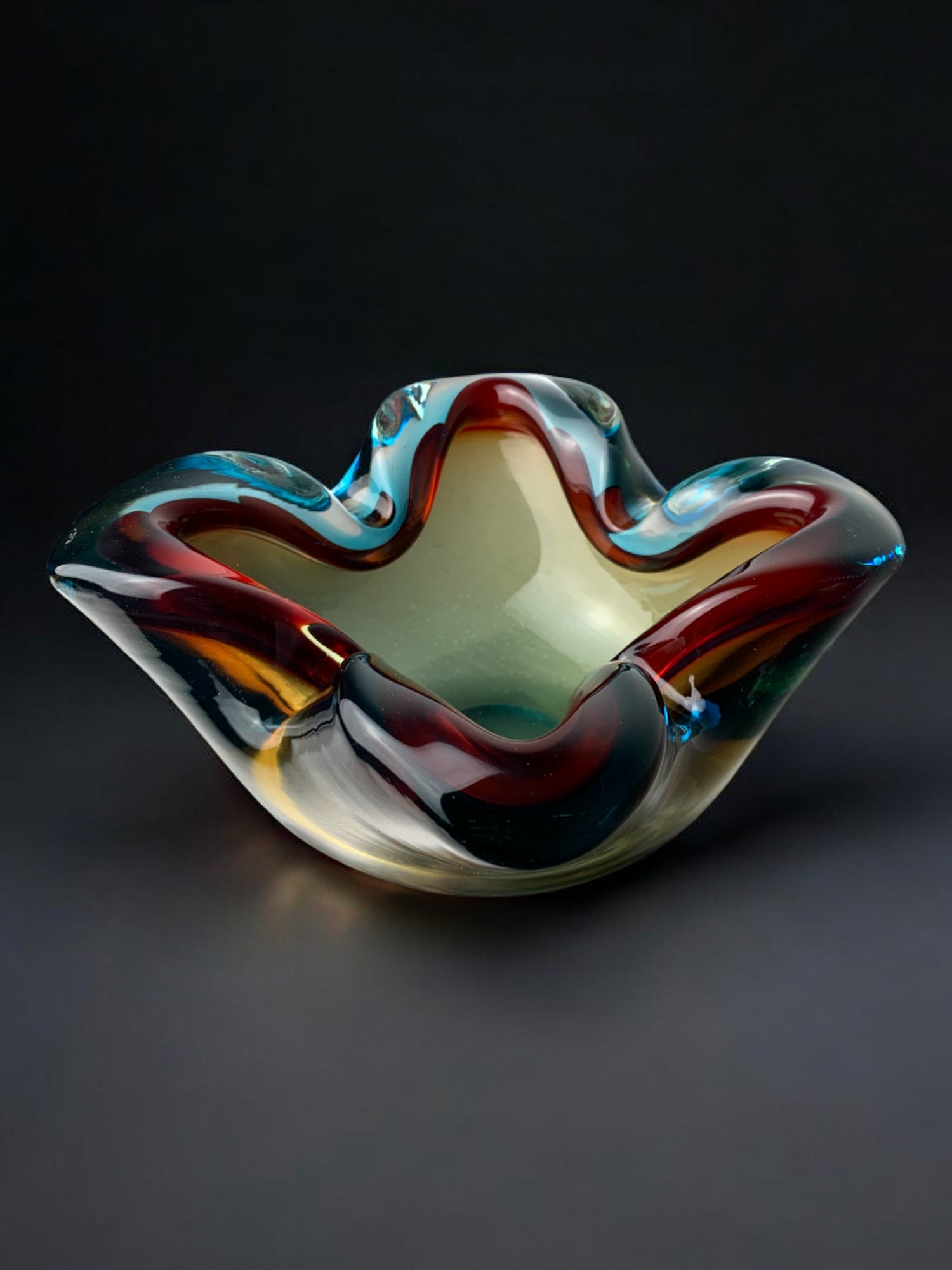 Sommerso trinket tray by Flavio Poli for Seguso, Murano glass, Italy, 1970's