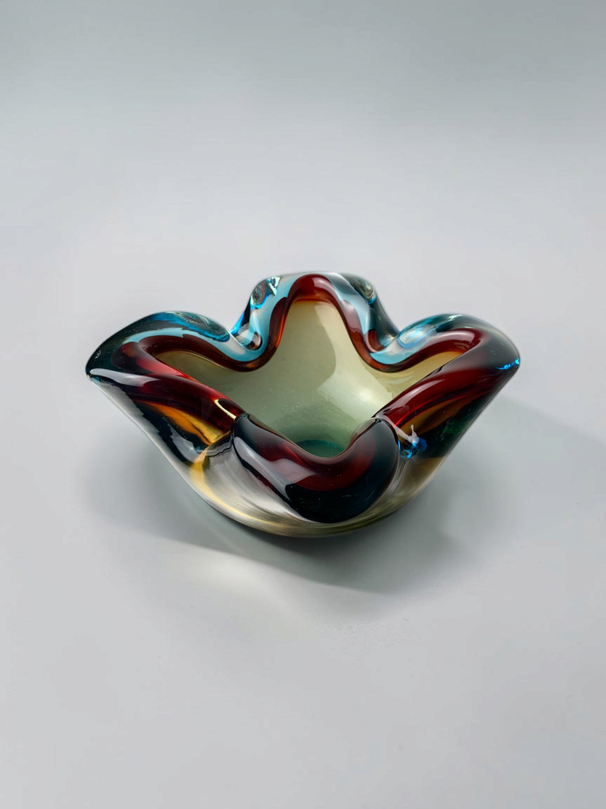Sommerso trinket tray by Flavio Poli for Seguso, Murano glass, Italy, 1970's