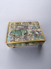 Abalone shell vanity box, Alpaca and wood, Mexico, 1970's