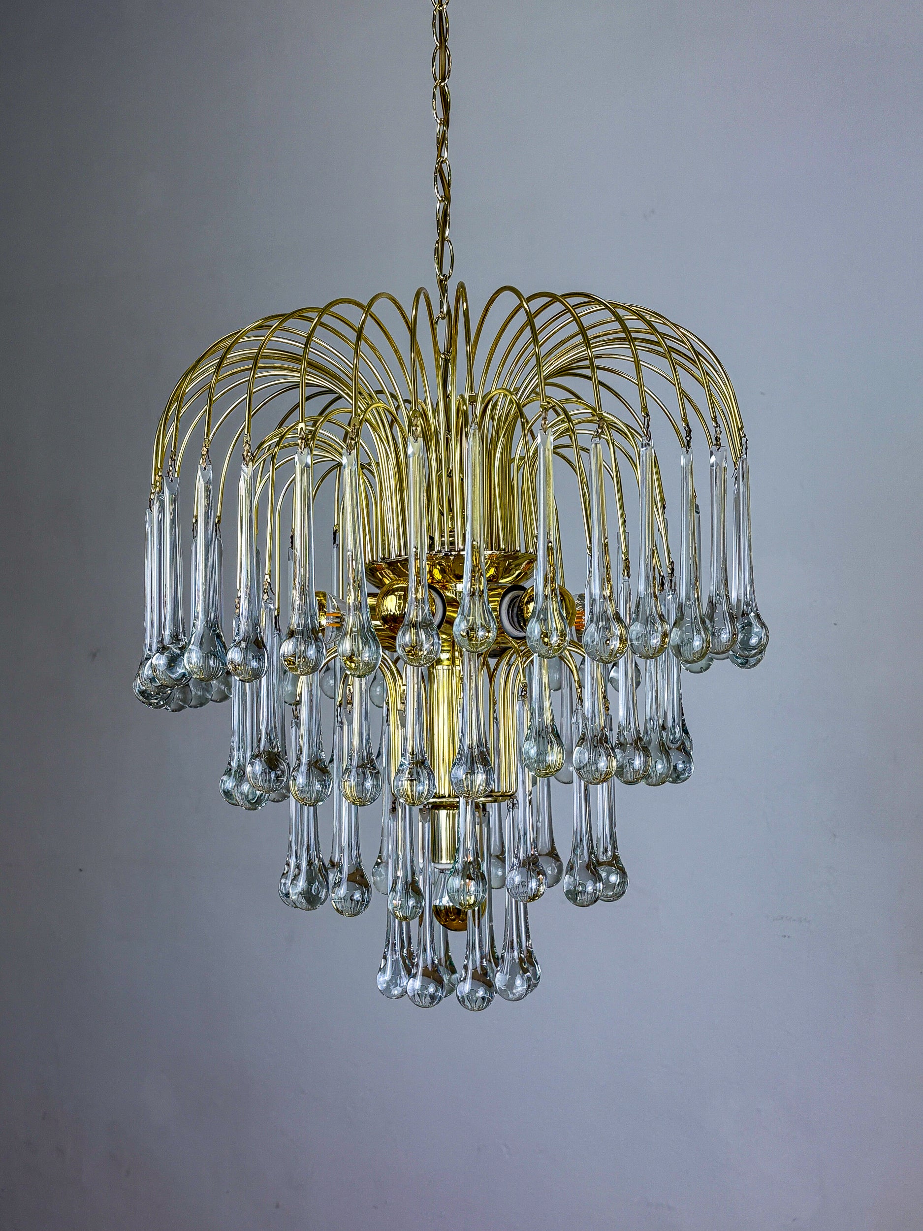 Four-Tier Cascade Teardrop Chandelier by Venini, Murano Glass, Italy 1970s