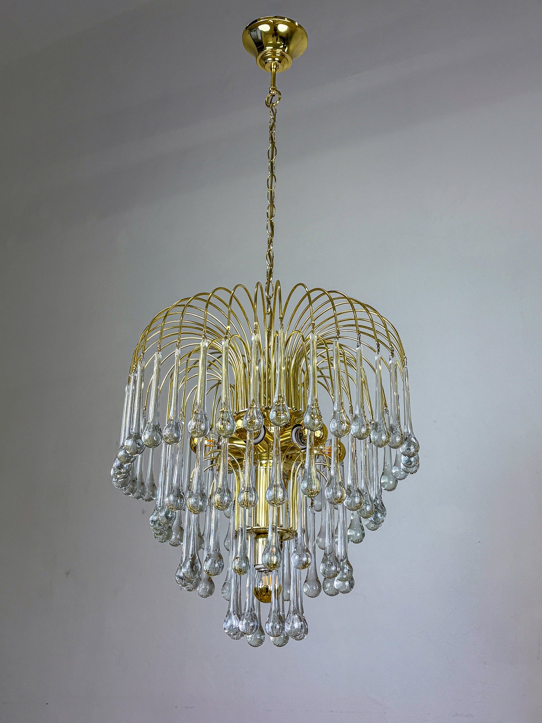 Four-Tier Cascade Teardrop Chandelier by Venini, Murano Glass, Italy 1970s