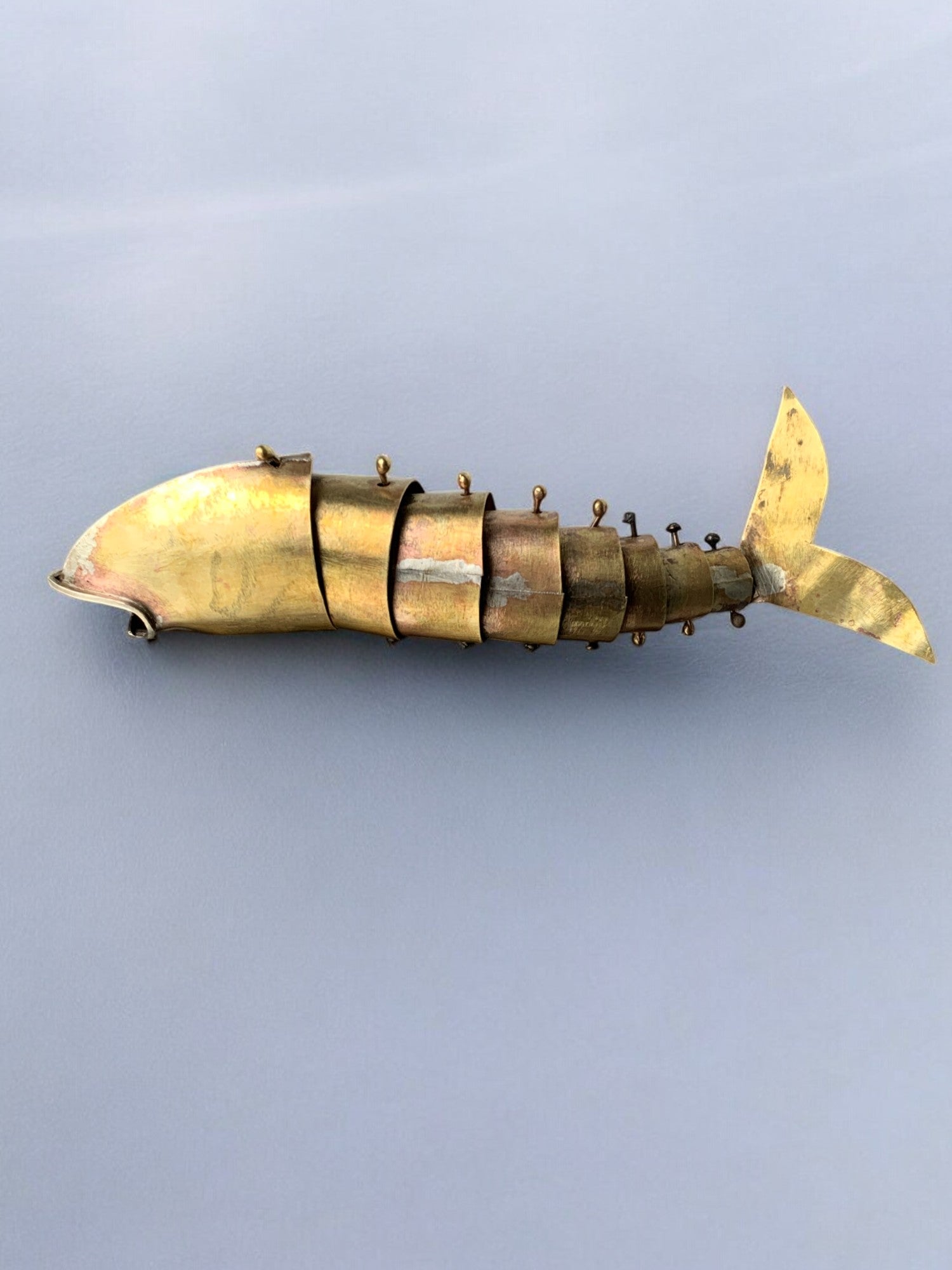 Burtalist articulated Fish in brass, Mexico, 1980's
