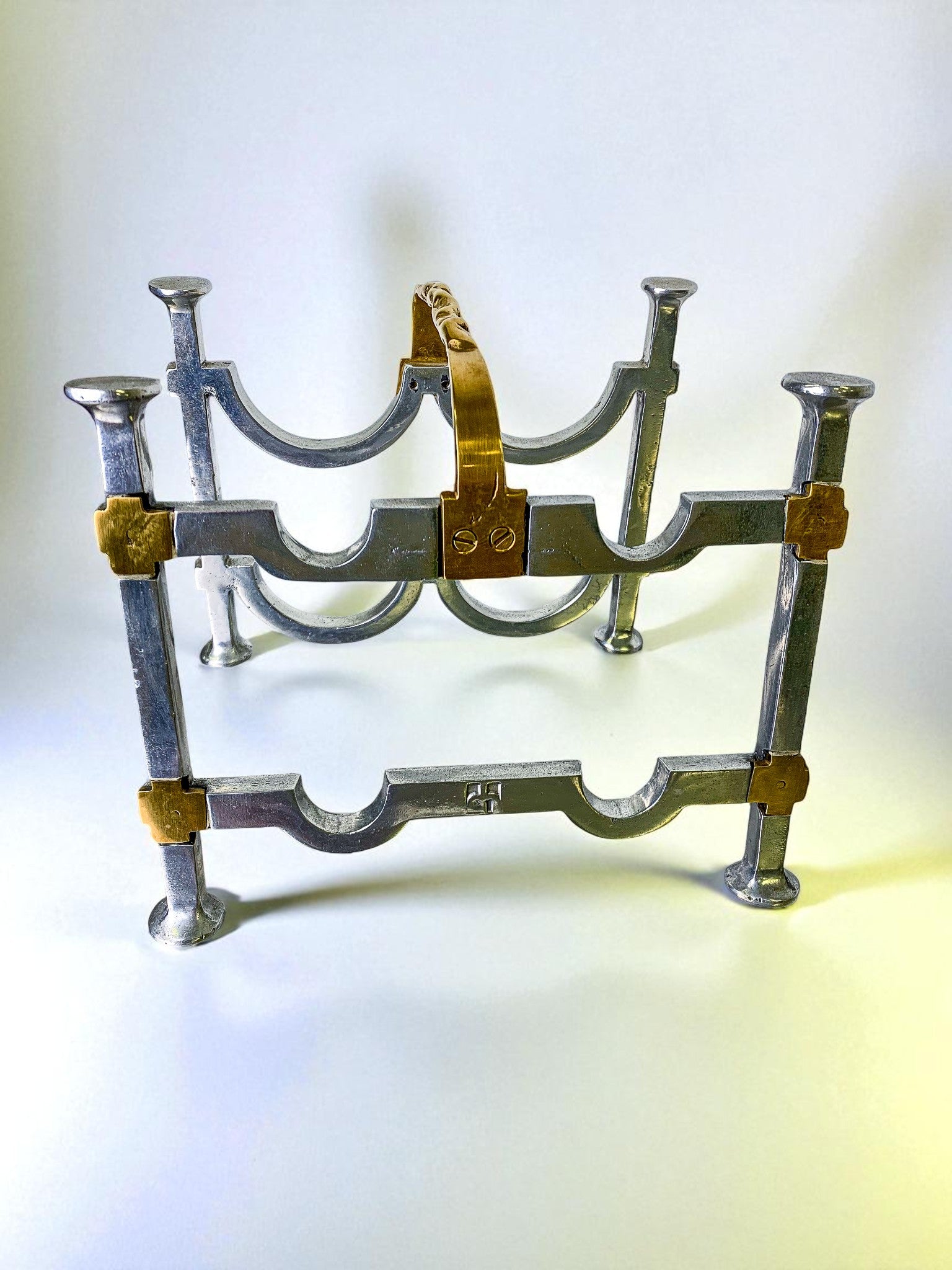 Brutalist bottle rack by David Marshall, Bronze and aluminum, Spain, 1970's
