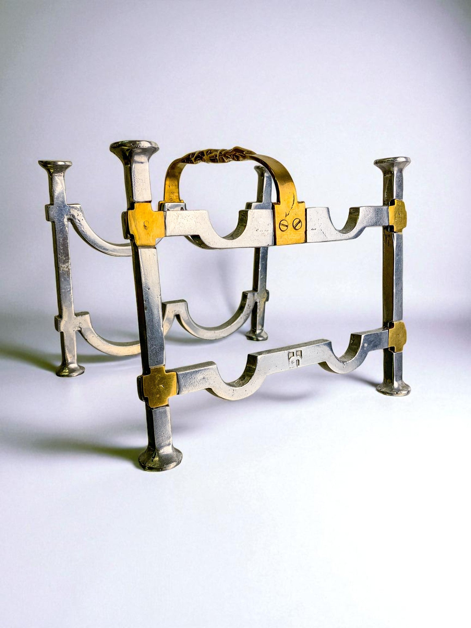 Brutalist bottle rack by David Marshall, Bronze and aluminum, Spain, 1970's