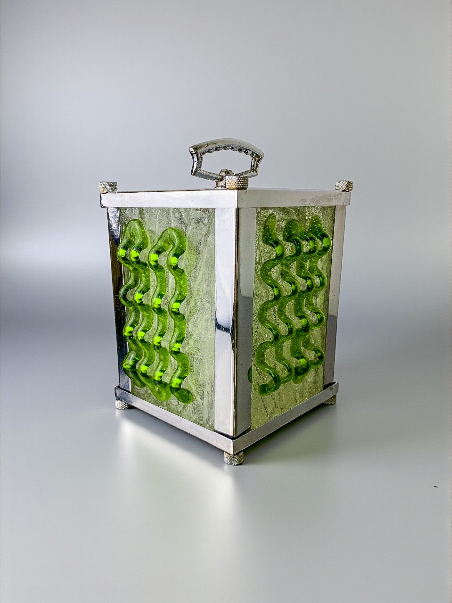 Midcentury Albano Poli Green murano glass table lamp for Poliarte, Italy, 1960's