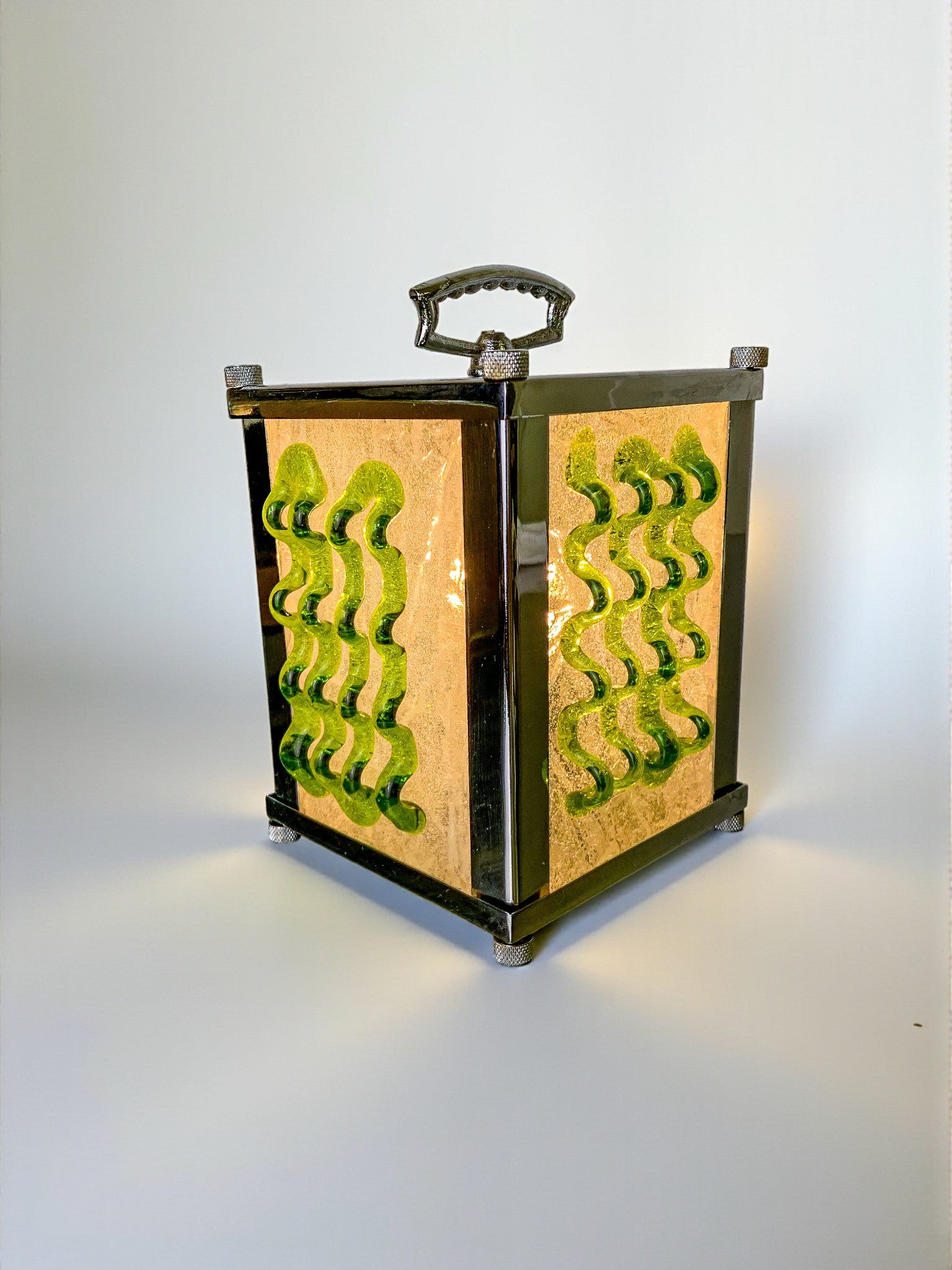 Midcentury Albano Poli Green murano glass table lamp for Poliarte, Italy, 1960's