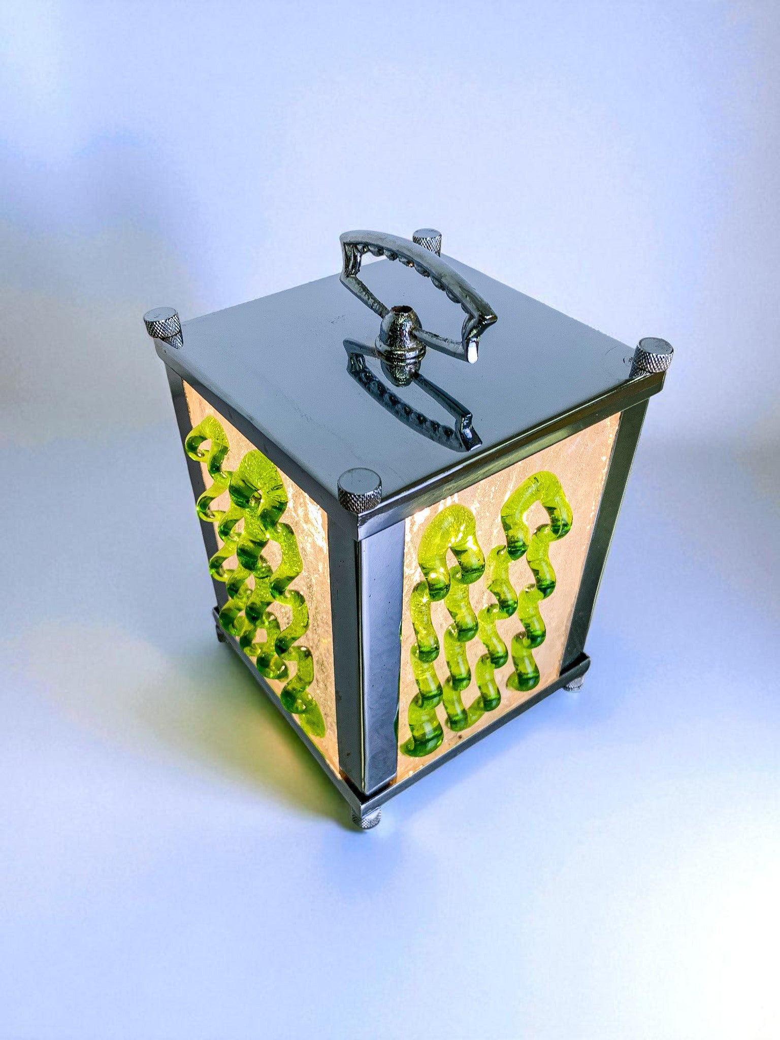 Midcentury Albano Poli Green murano glass table lamp for Poliarte, Italy, 1960's