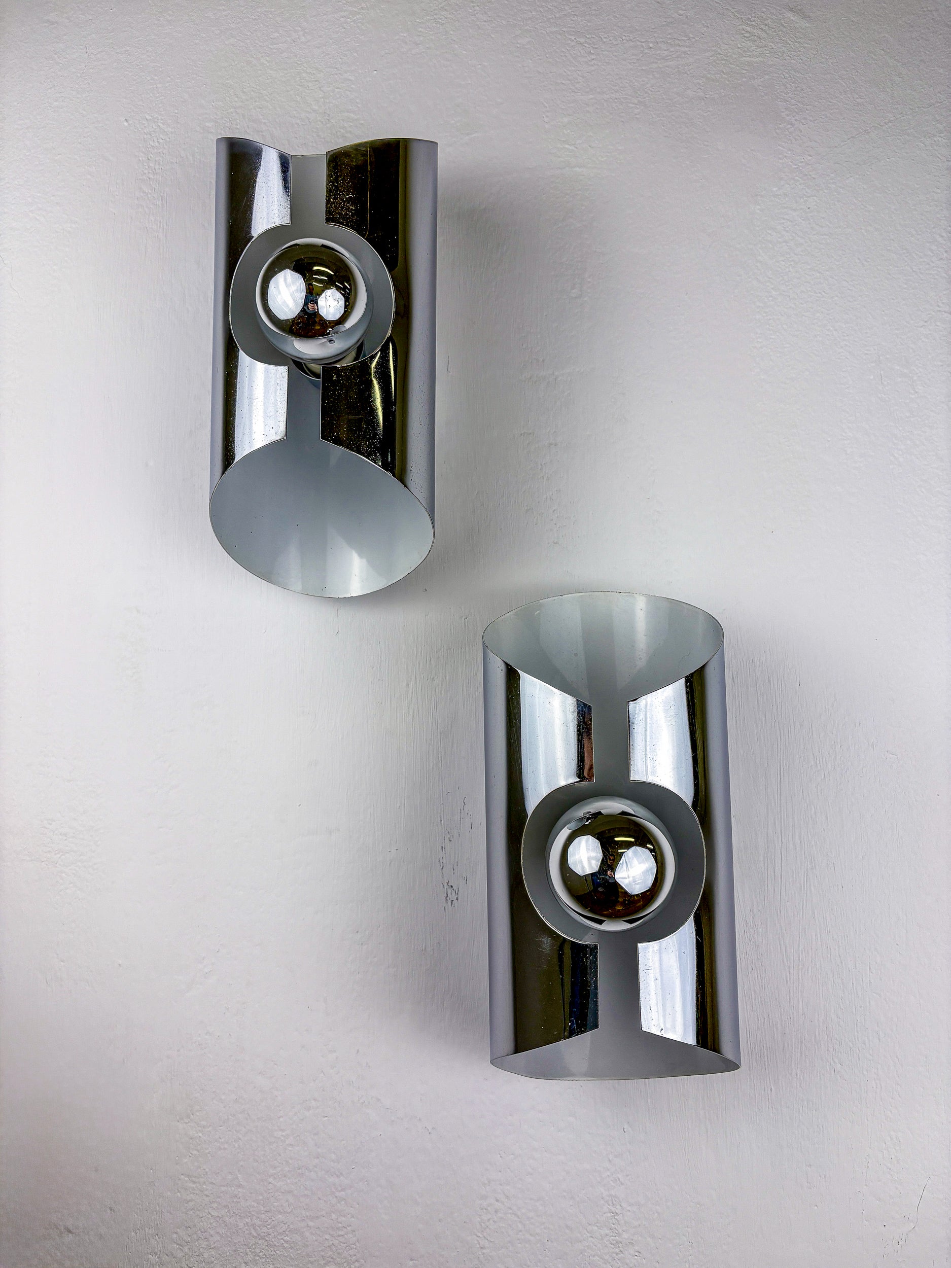 Pair of Space-Age wall Sconces, Max Sauze's style, France, 1970's