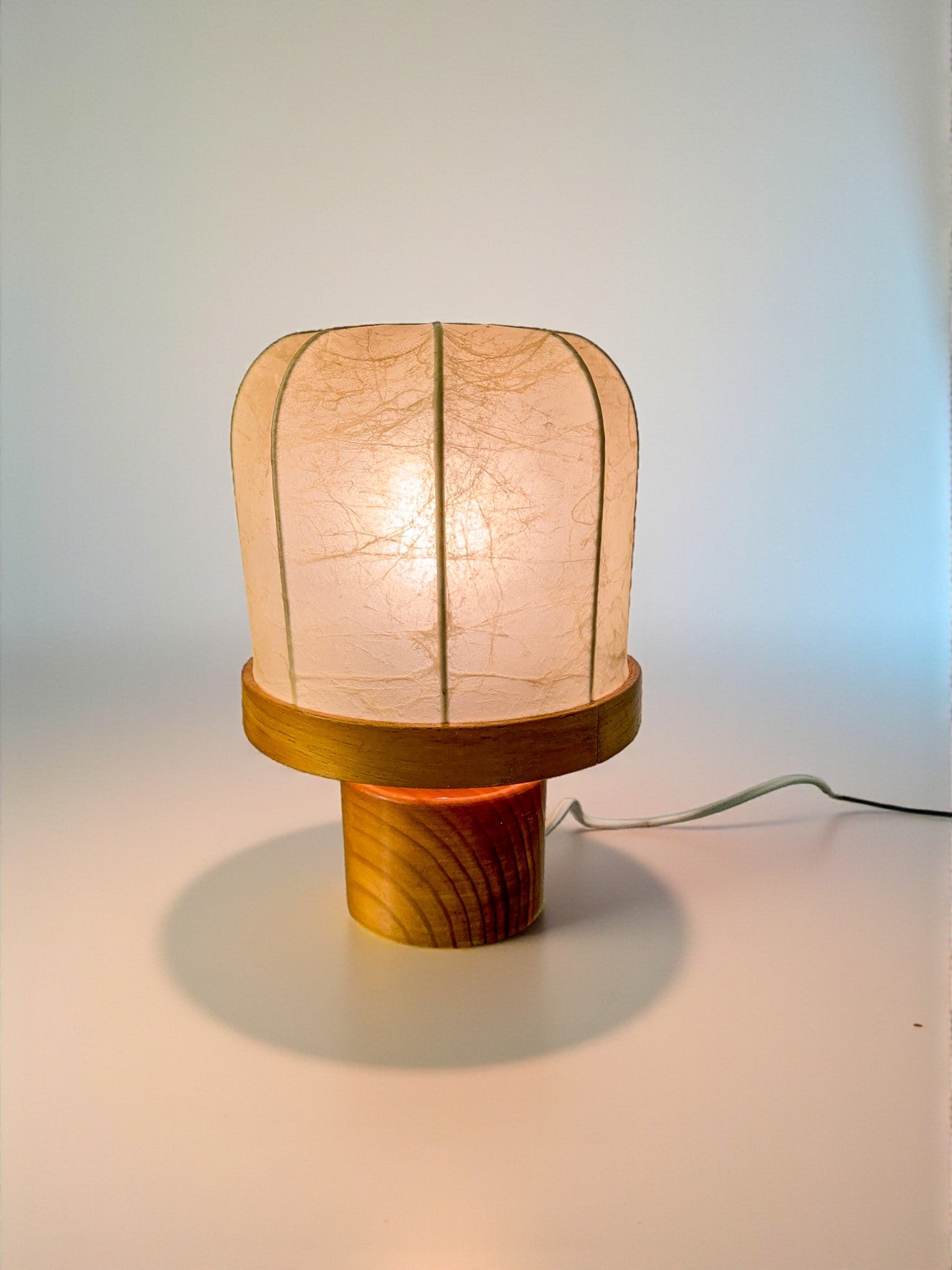 Italian "Cocoon" Table lamp, resin and pine wood, 1970's