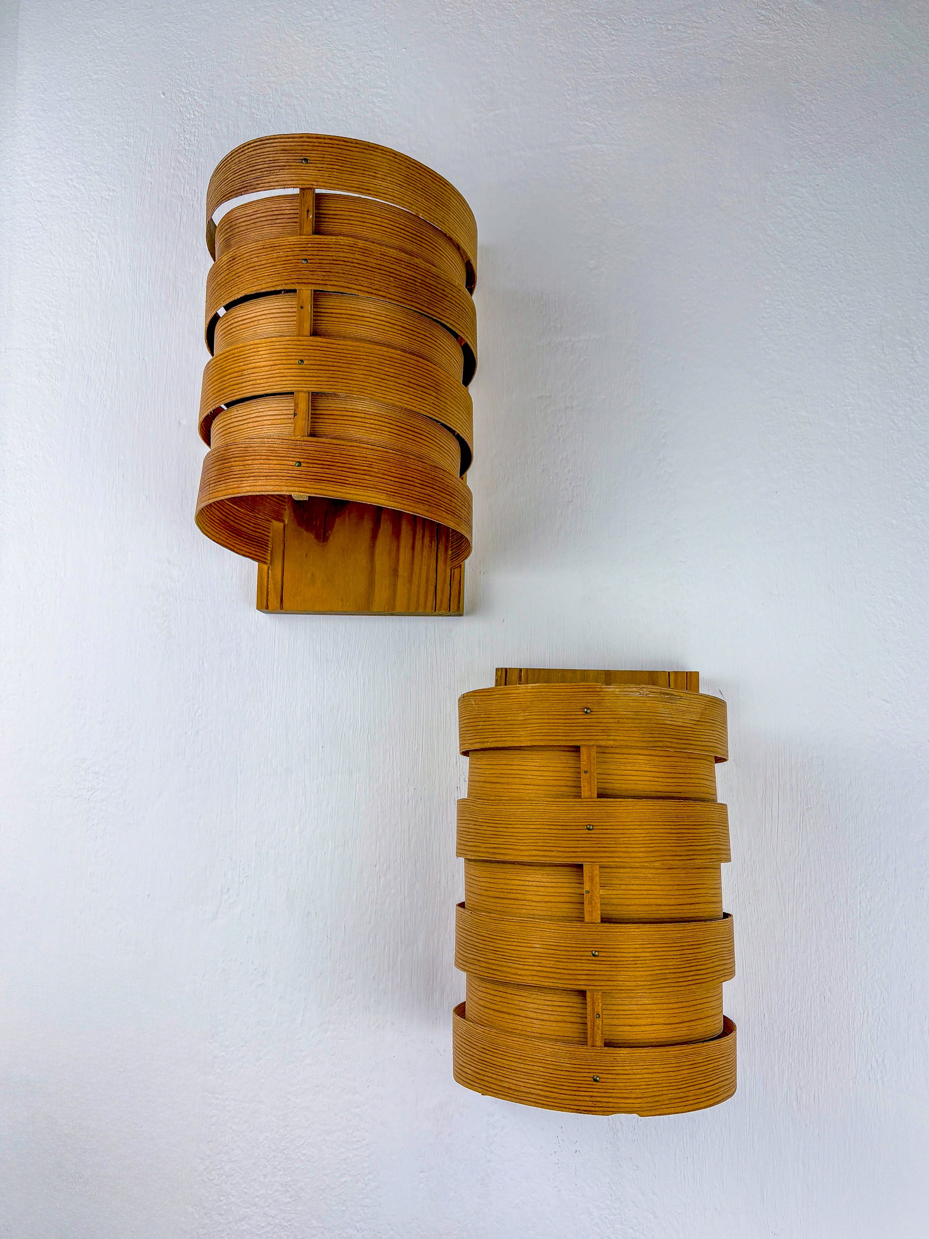 Pair of Hans Agne Jakobsson Pine Wall Lights for Markaryd, Sweden, 1970's