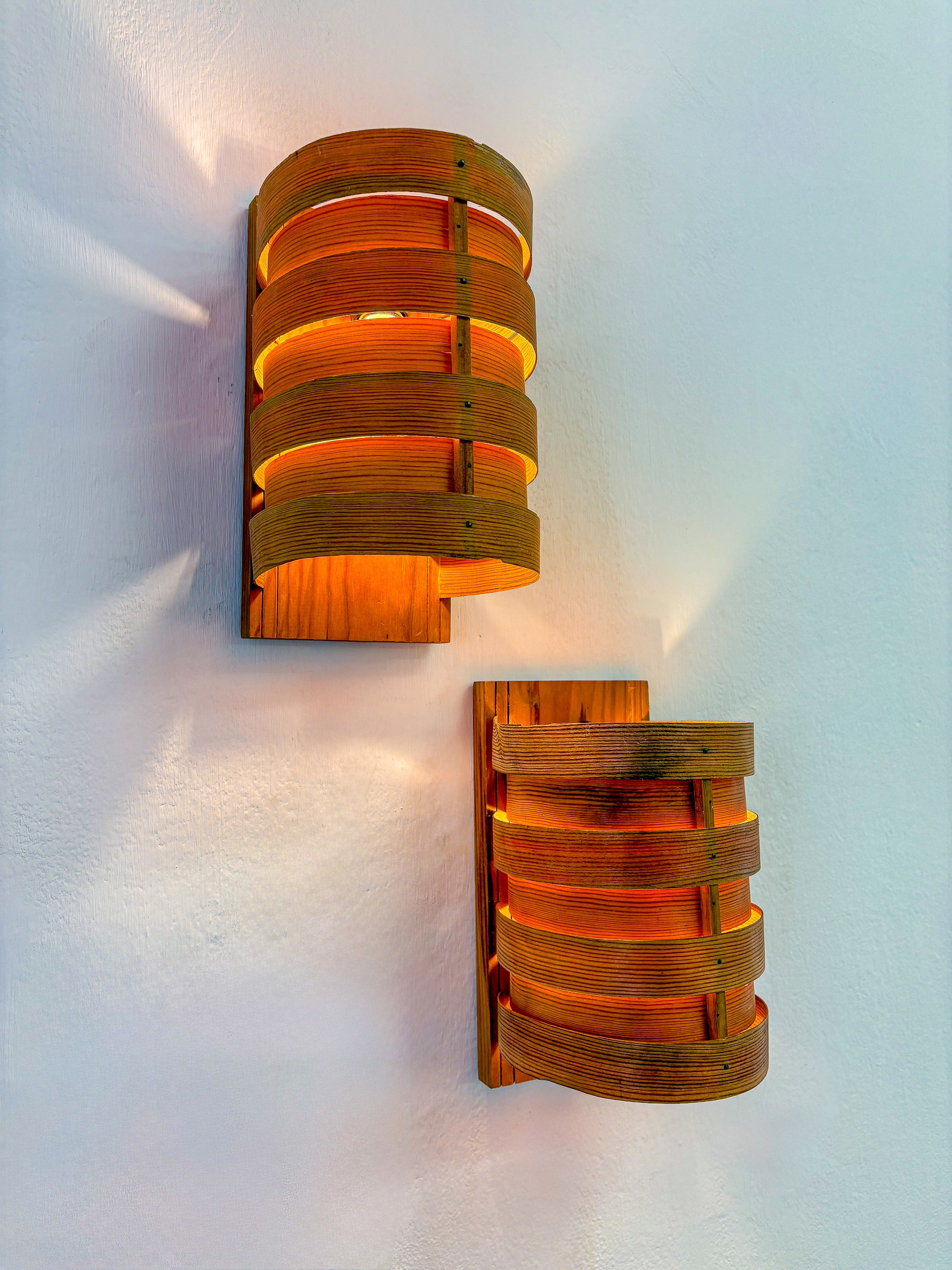 Pair of Hans Agne Jakobsson Pine Wall Lights for Markaryd, Sweden, 1970's