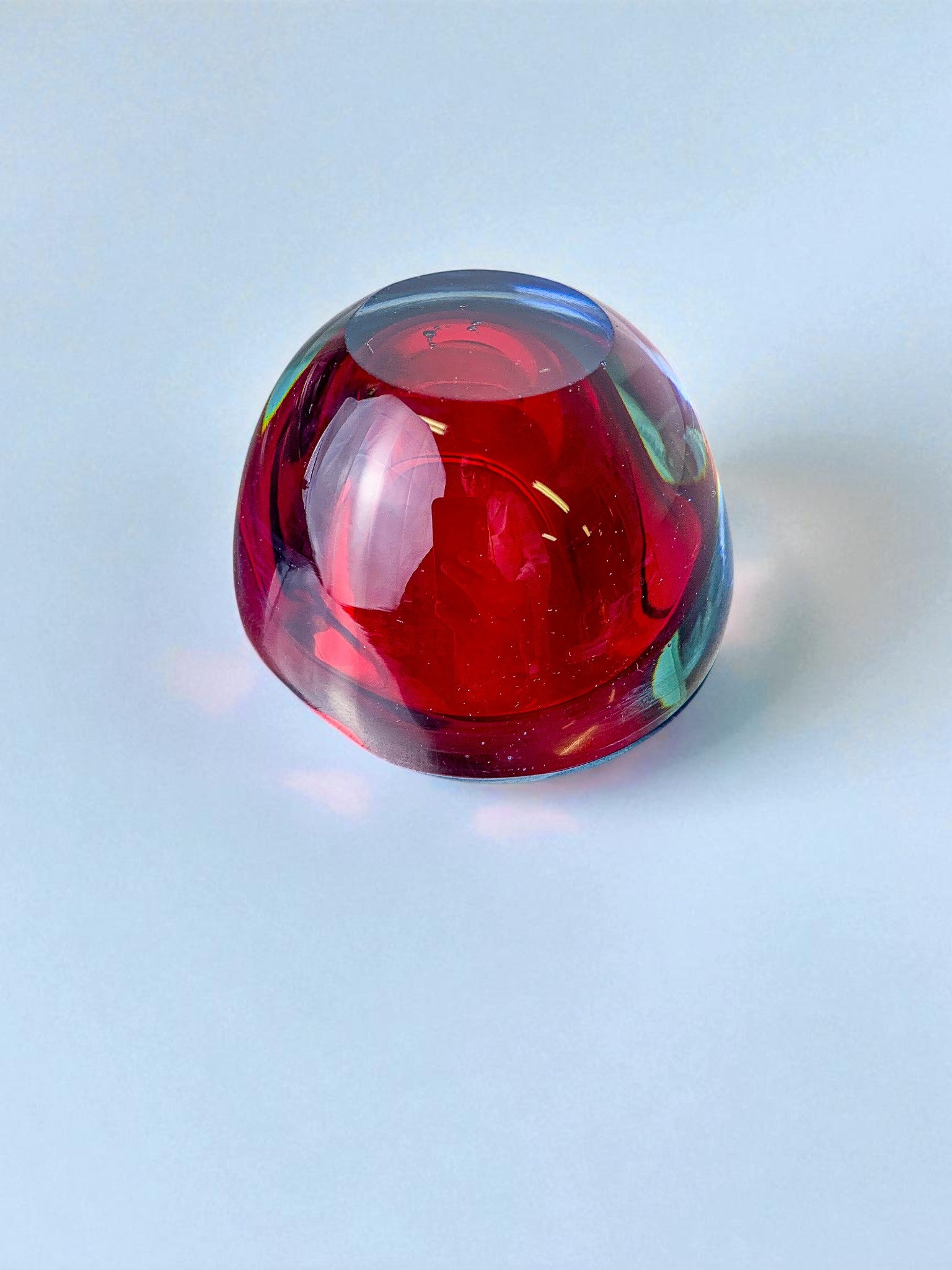 Red and blue Sommerso ashtray by Seguso, Murano glass, Italy, 1970