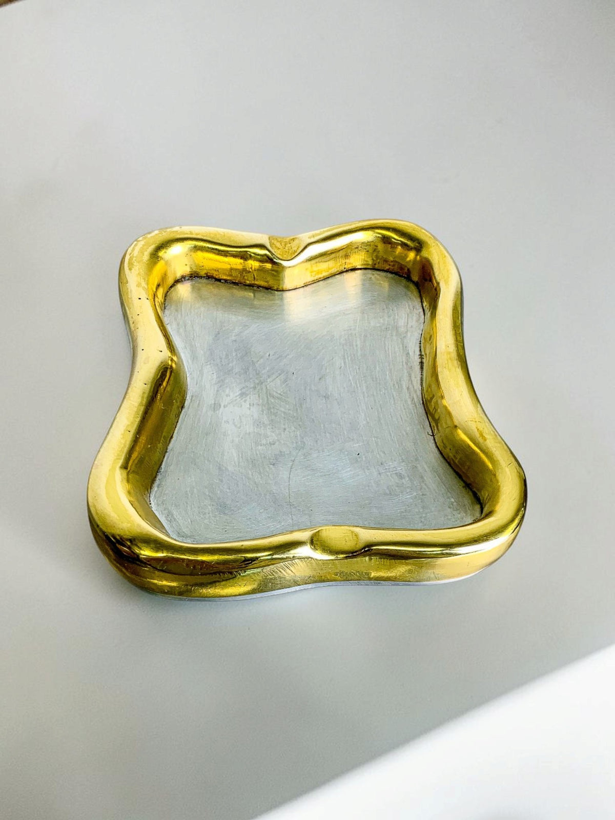 David Marshall Brutalist ashtray, bronze and brass, 1970's