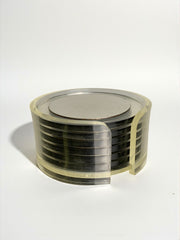 Space age Lucite & aluminium coasters, set of 6, Italy, 1980's