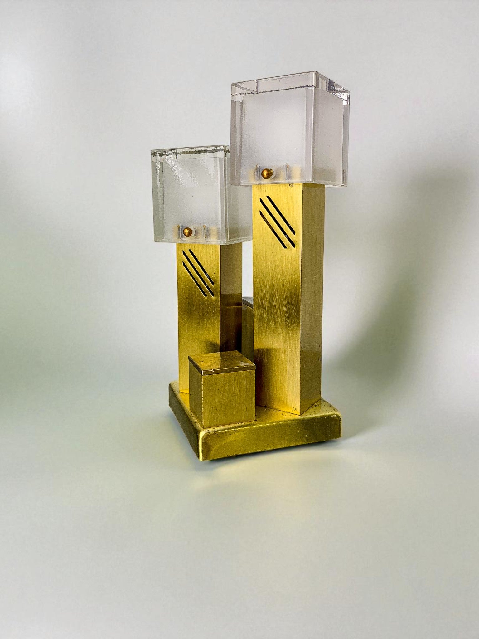 Cubic Murano Glass table lamp by Gaetano Sciolari, Italy 1970s