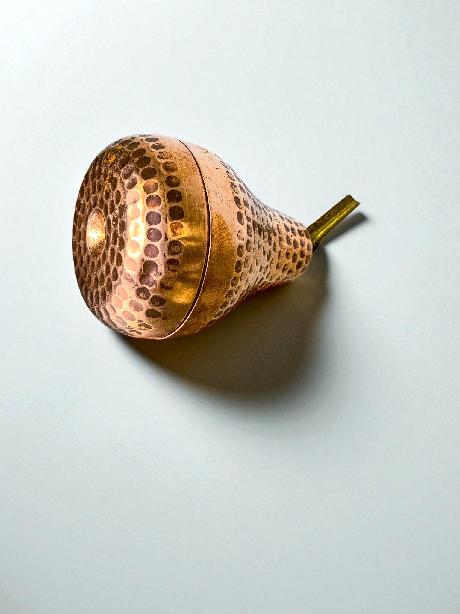 Vintage Italian Pear Lidded vanity box in copper, 1970's