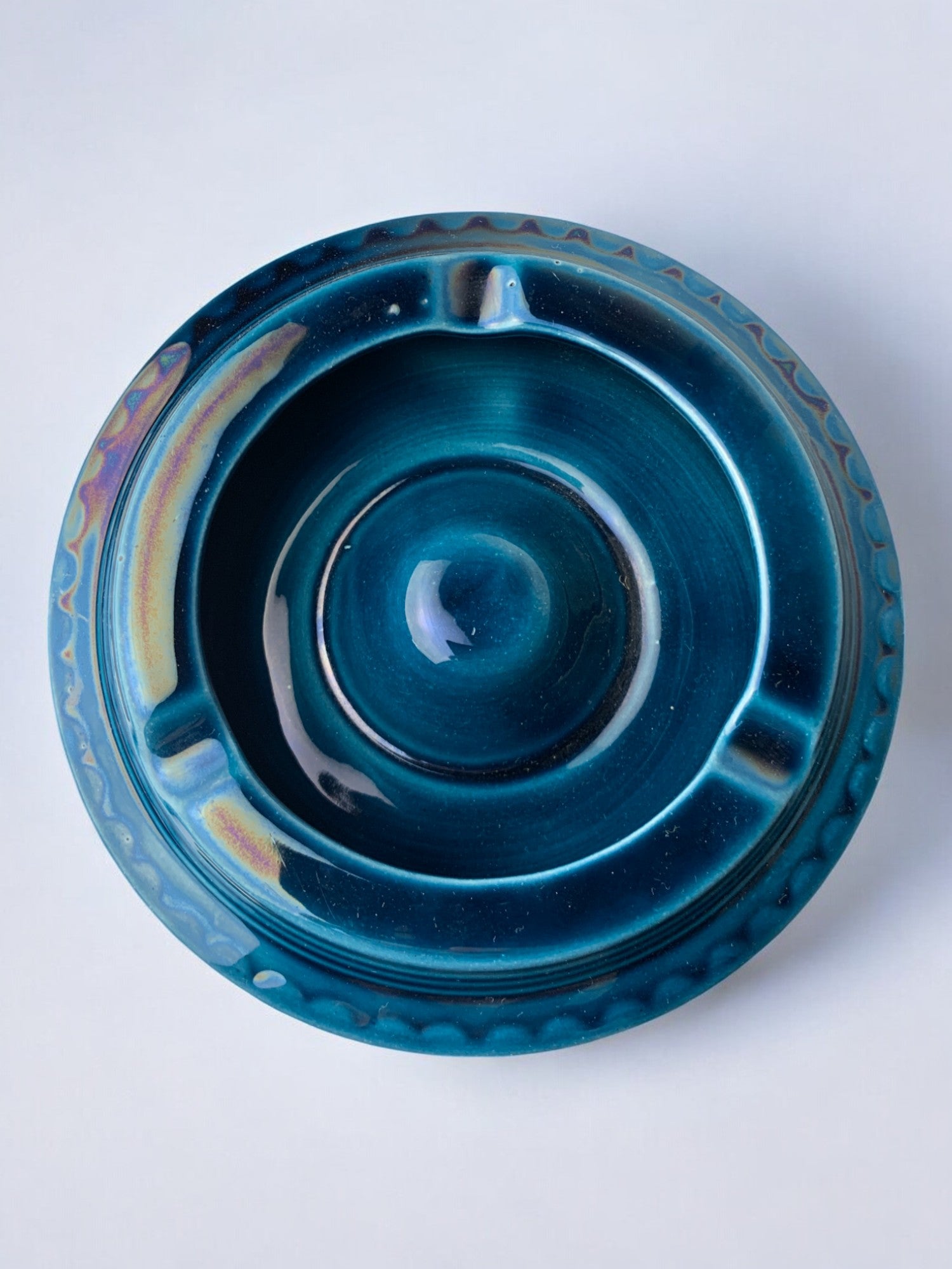 Manises blue Ceramic Ashtray, Spain, 1970's