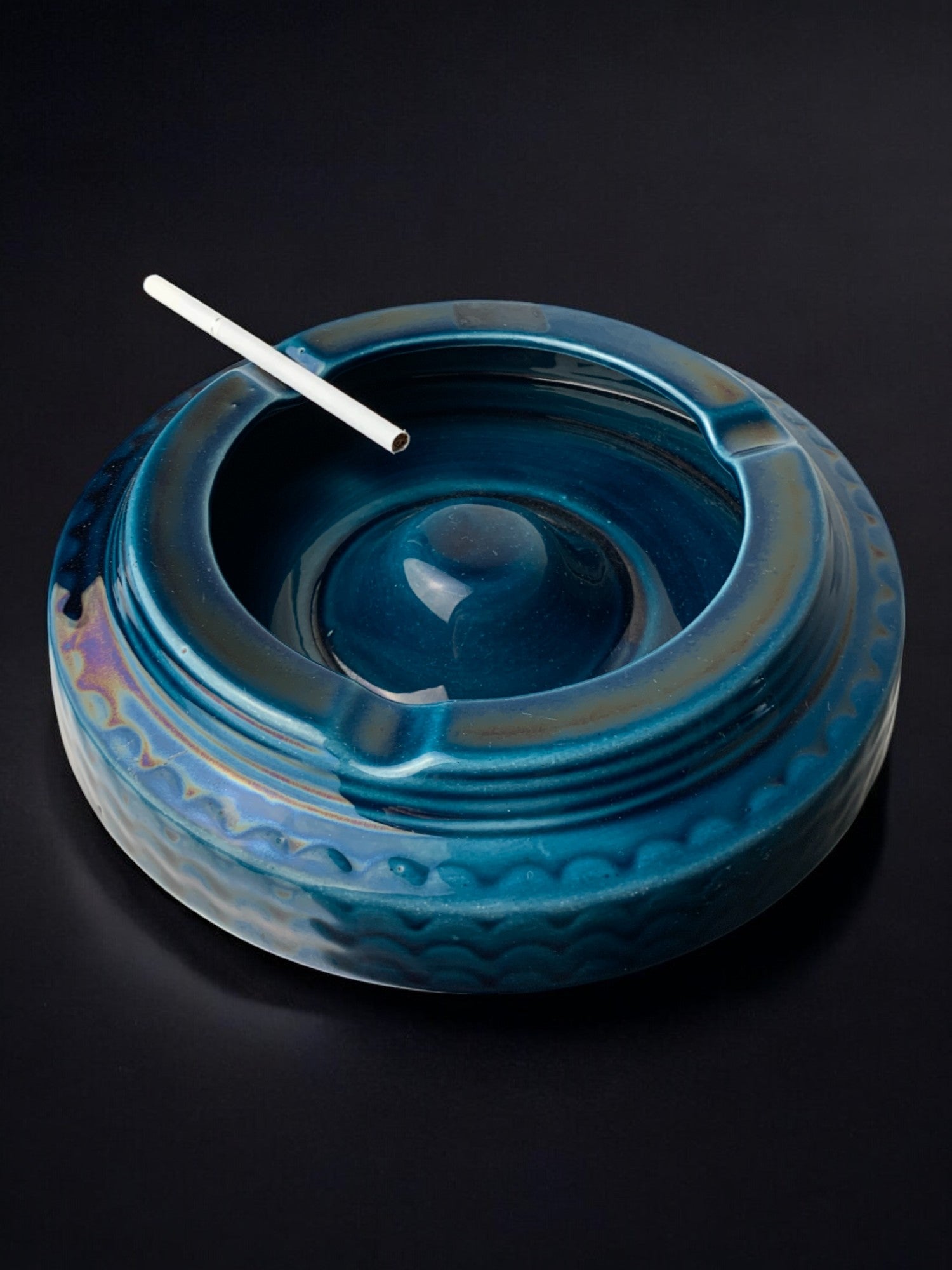 Manises blue Ceramic Ashtray, Spain, 1970's
