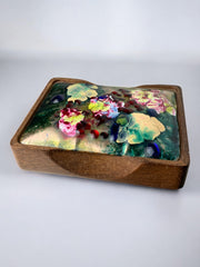 Modernist Wood and Enamel vanity Box by J. Capo Esmaltes, 1970's, Spain