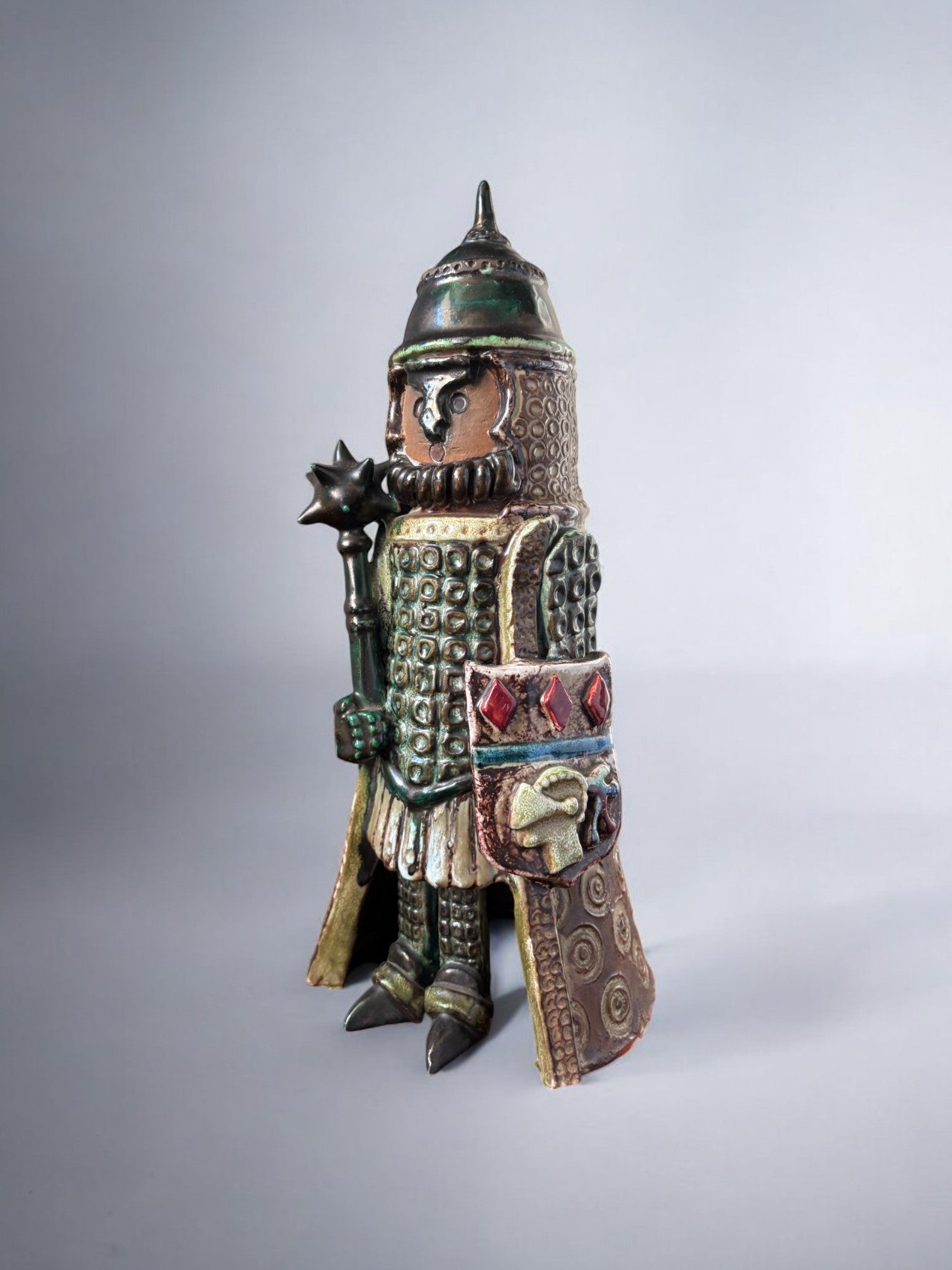 Ceramic Knight Sculpture, Vallauris, France, 1970's