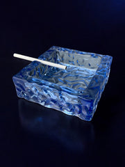Ice cube ashtray by Antonio Imperatore, blue murano glass, Italy, 1970's