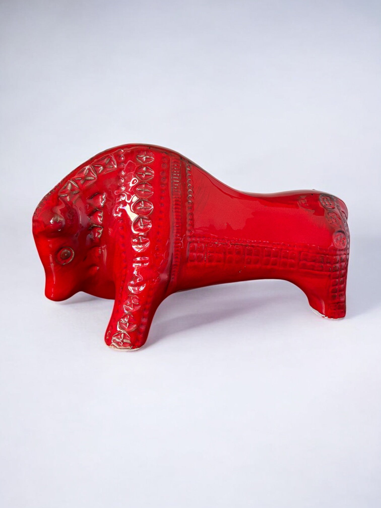 Red Ceramic Bull by Aldo Londi for Bitossi, Italy, 1960's