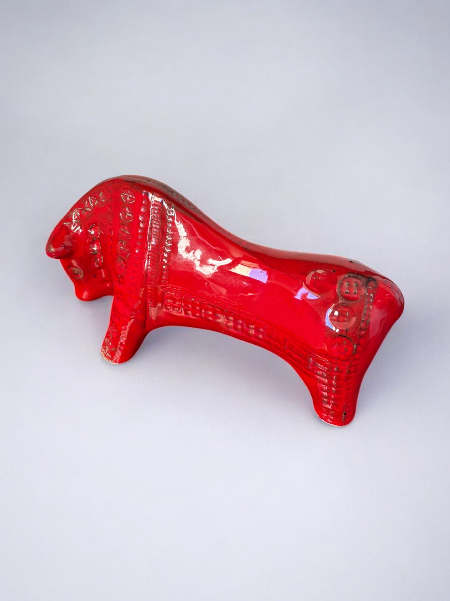 Red Ceramic Bull by Aldo Londi for Bitossi, Italy, 1960's