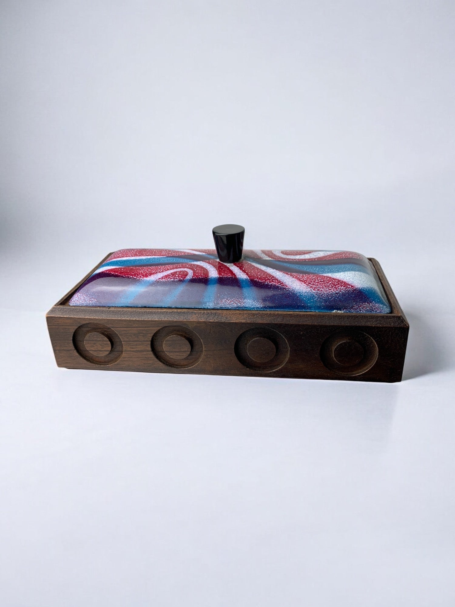 Modernist enamel vanity box by J. Capo Esmaltes, Spain, 1970's