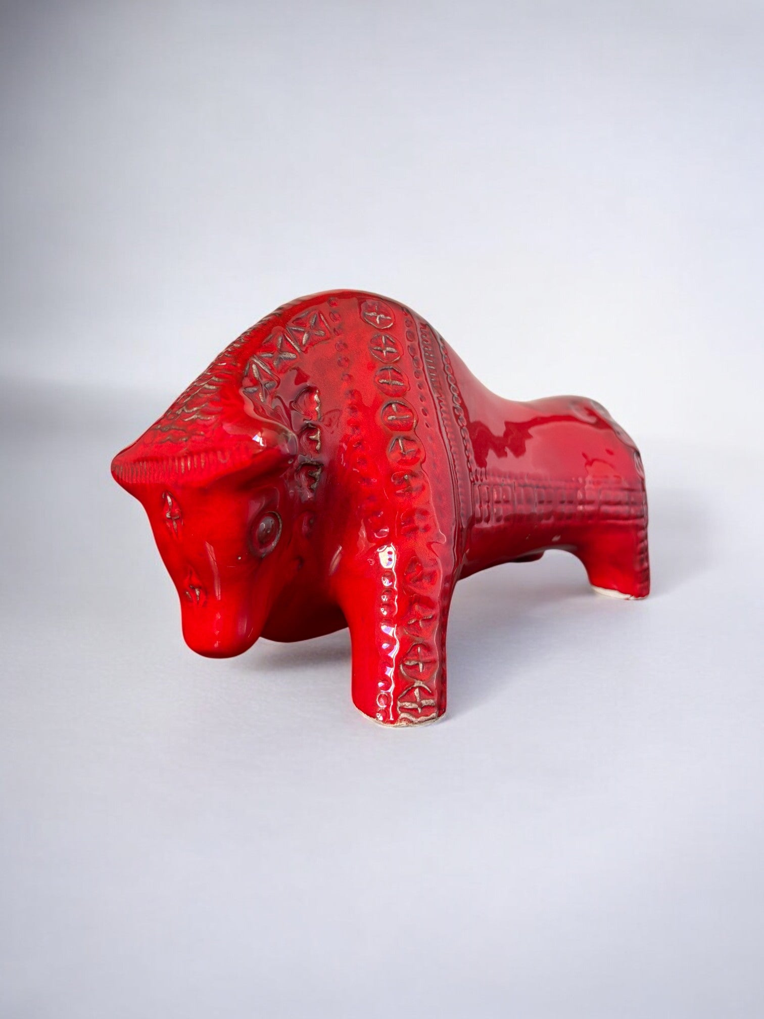Red Ceramic Bull by Aldo Londi for Bitossi, Italy, 1960's