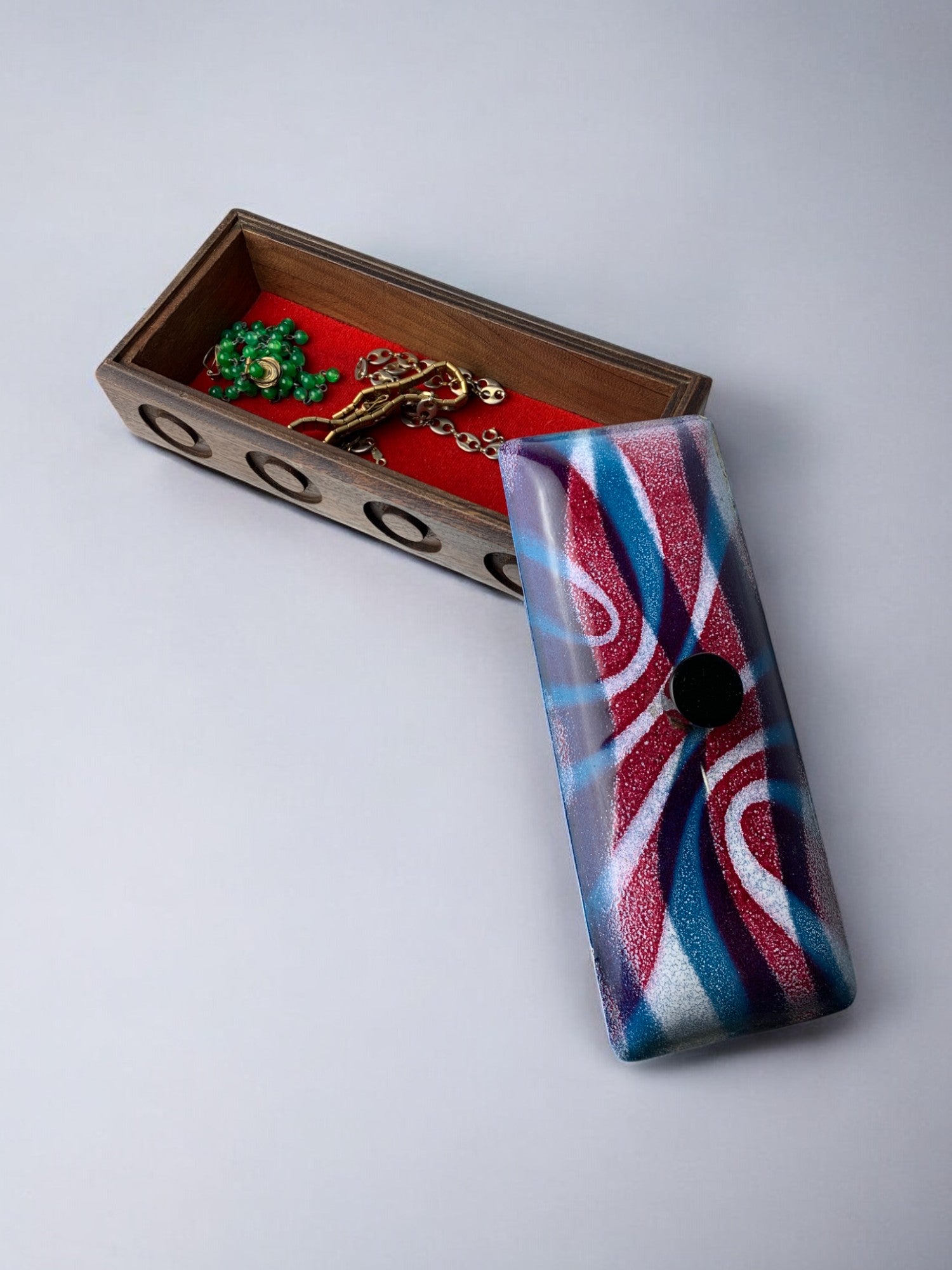 Modernist enamel vanity box by J. Capo Esmaltes, Spain, 1970's