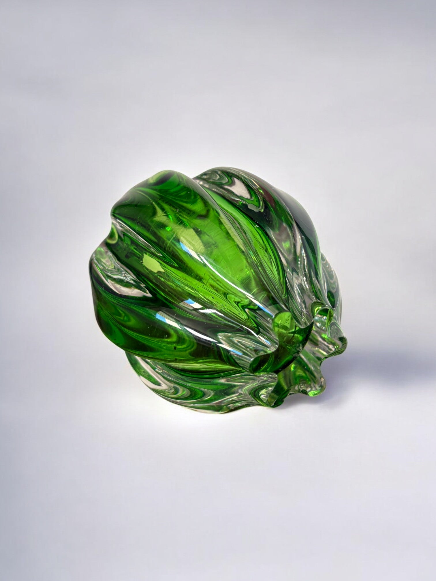 Sommerso green candle holder by Flavio Poli for Seguso, Murano glass, Italy, 1970's