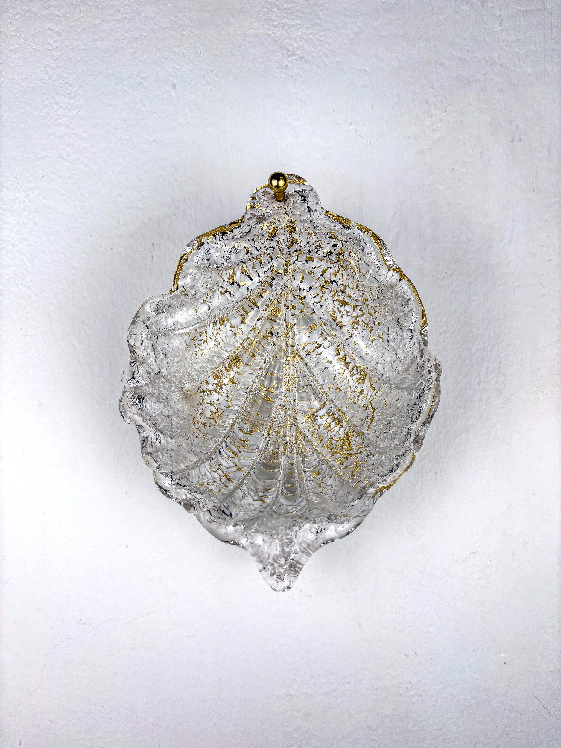 Mid-century Leaf Wall Sconce, Frosted Murano glass, Circa 1960's