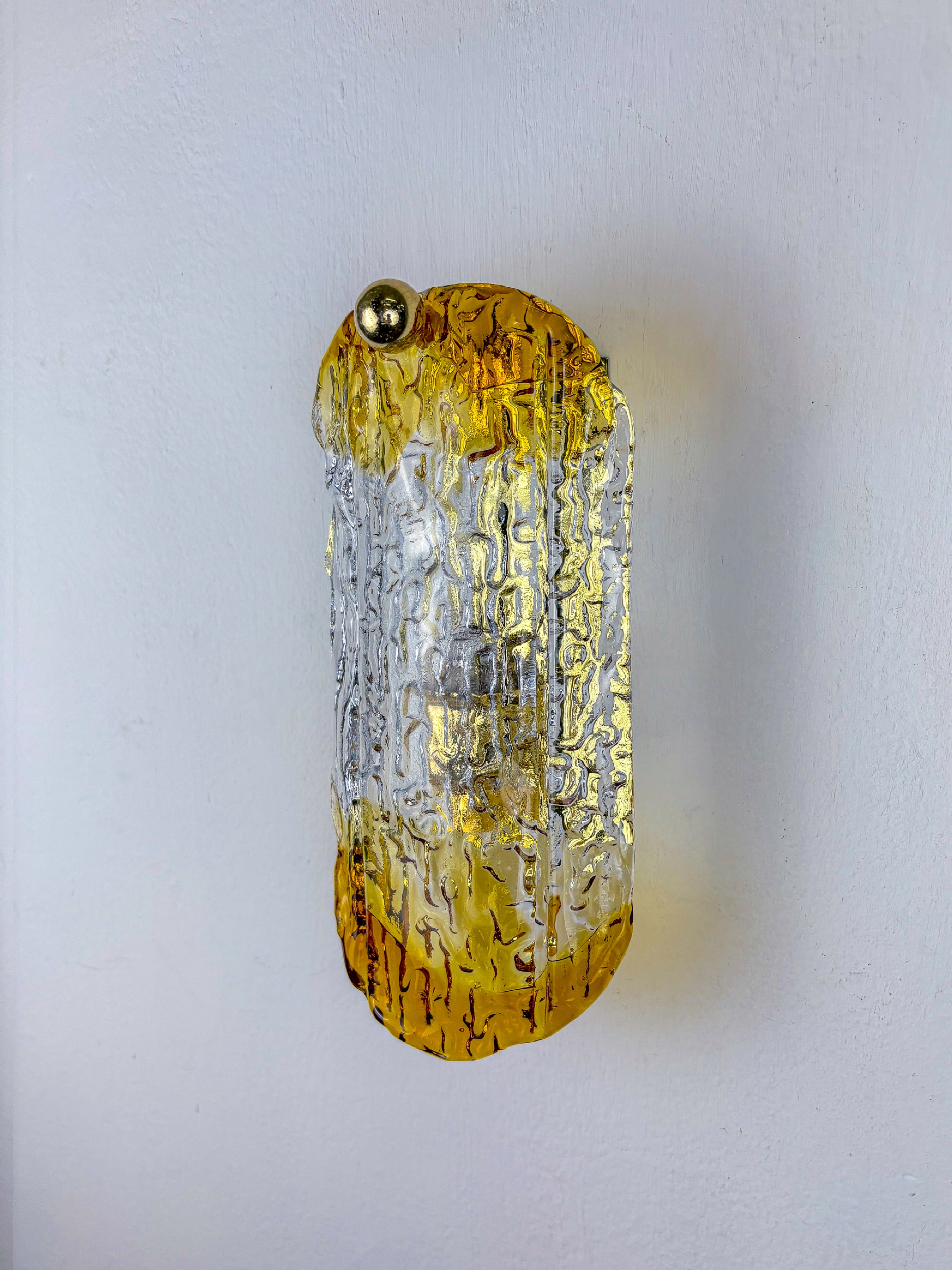 Orange Frosted Murano Mazzega Wall Sconce, Italy, 1970's