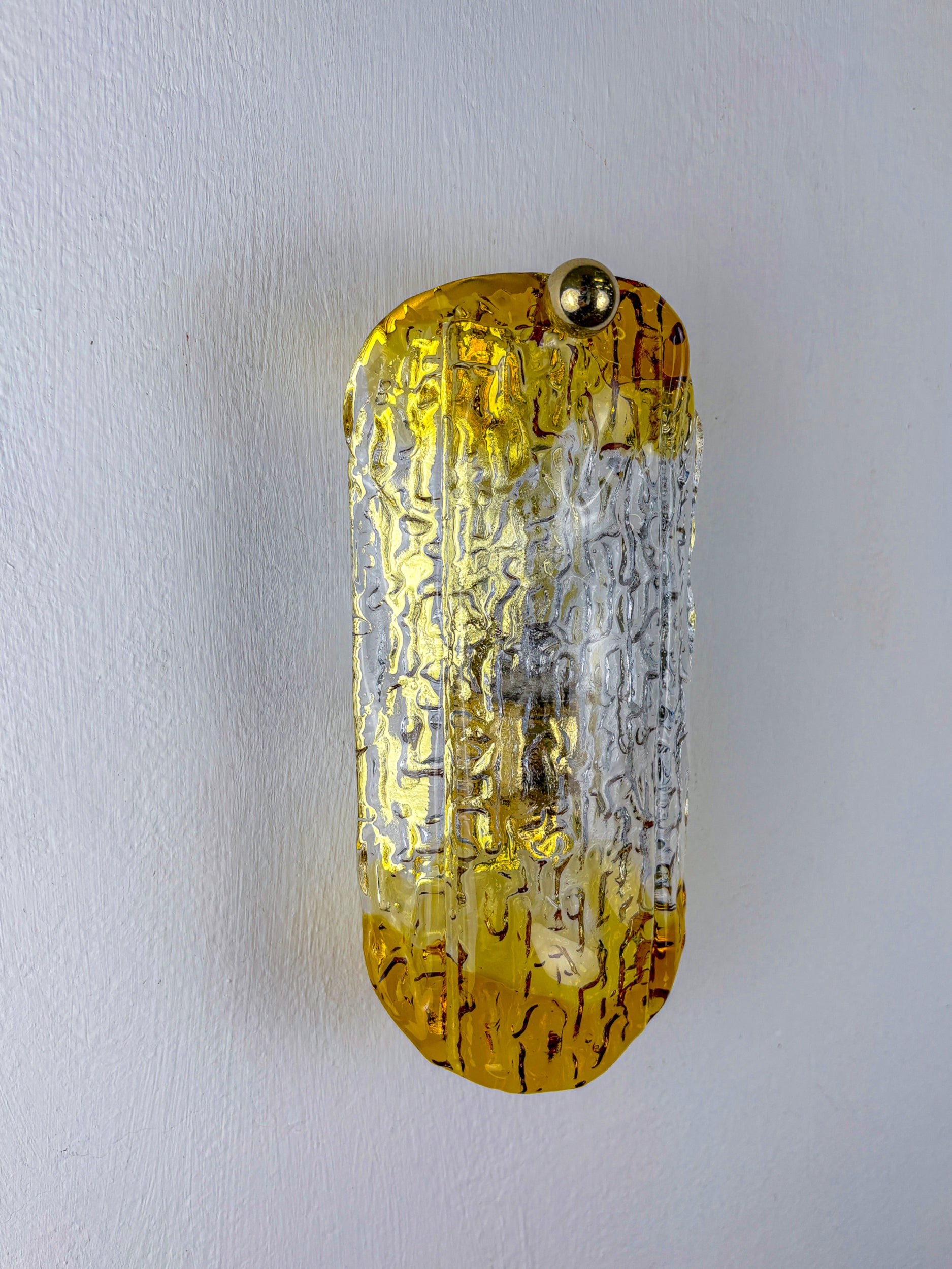 Orange Frosted Murano Mazzega Wall Sconce, Italy, 1970's