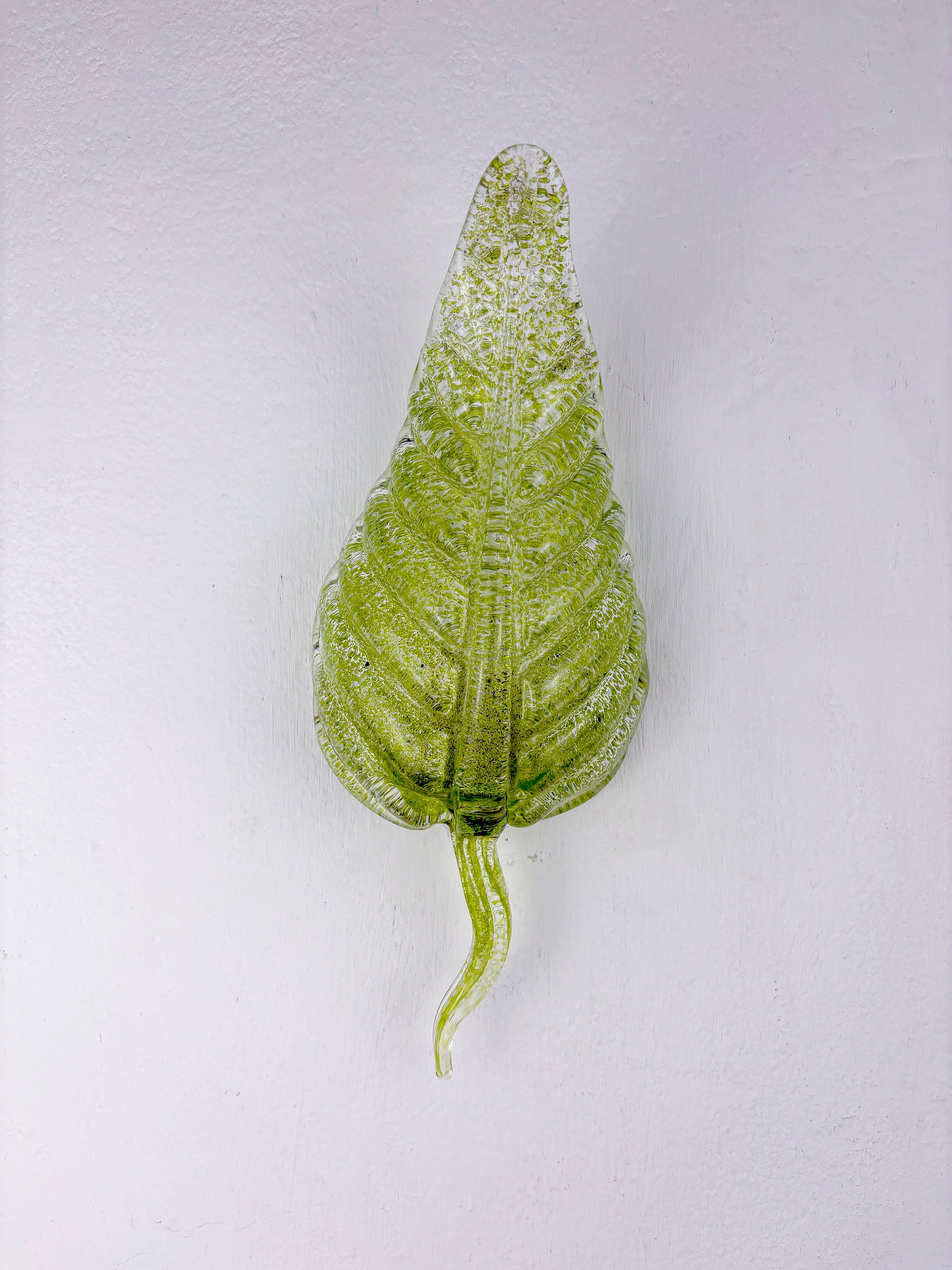 Barovier & Toso Leaf-Shaped Wall Sconce, Green Murano Glass, Italy, 1960's
