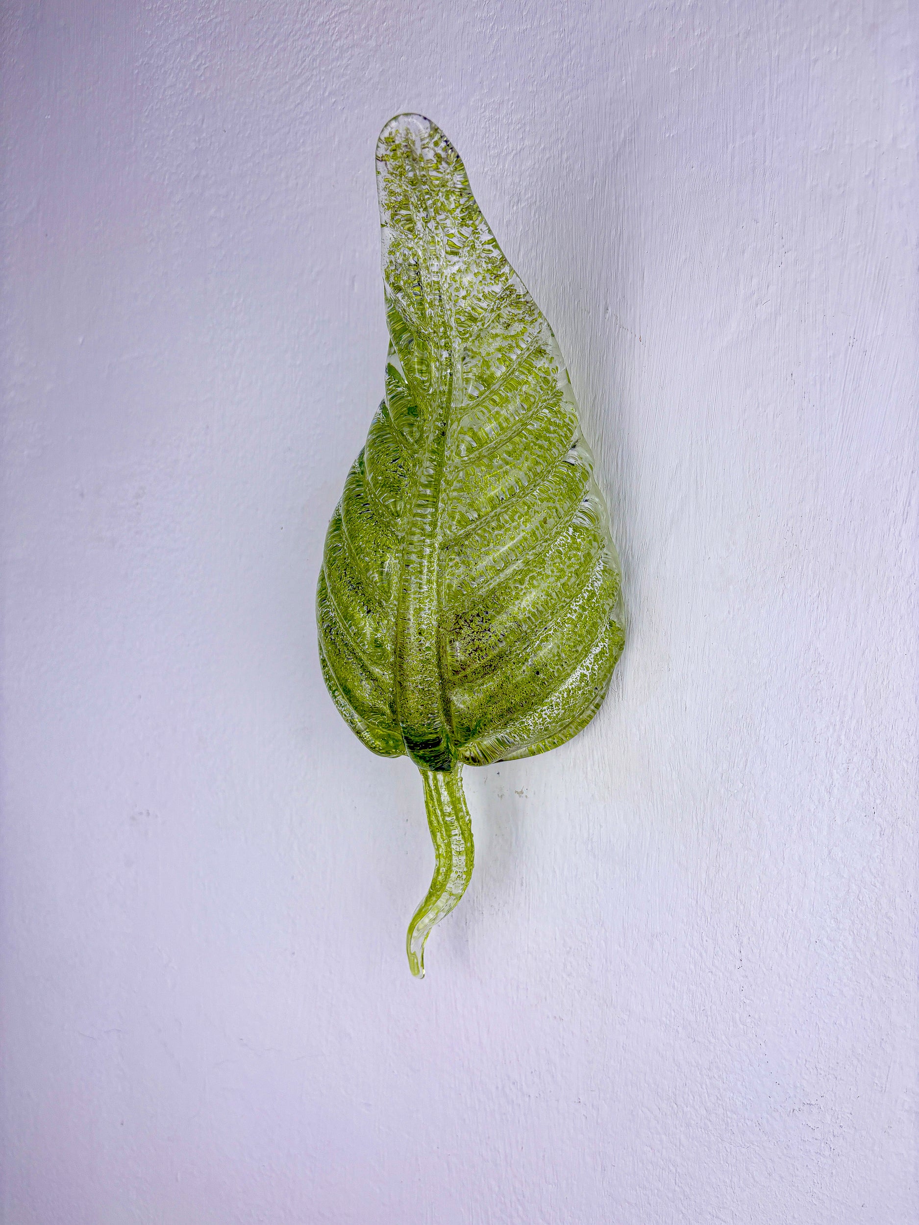 Barovier & Toso Leaf-Shaped Wall Sconce, Green Murano Glass, Italy, 1960's