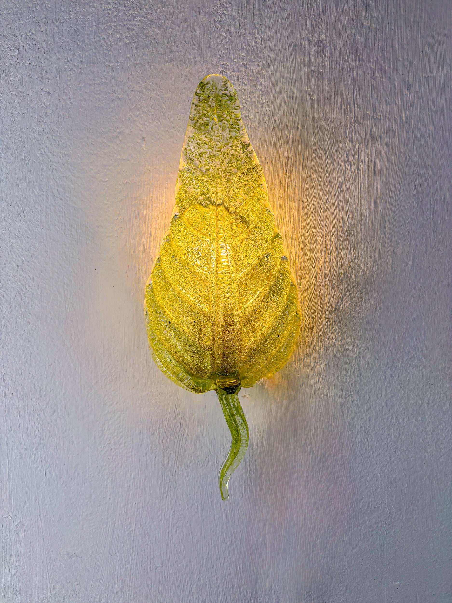 Barovier & Toso Leaf-Shaped Wall Sconce, Green Murano Glass, Italy, 1960's