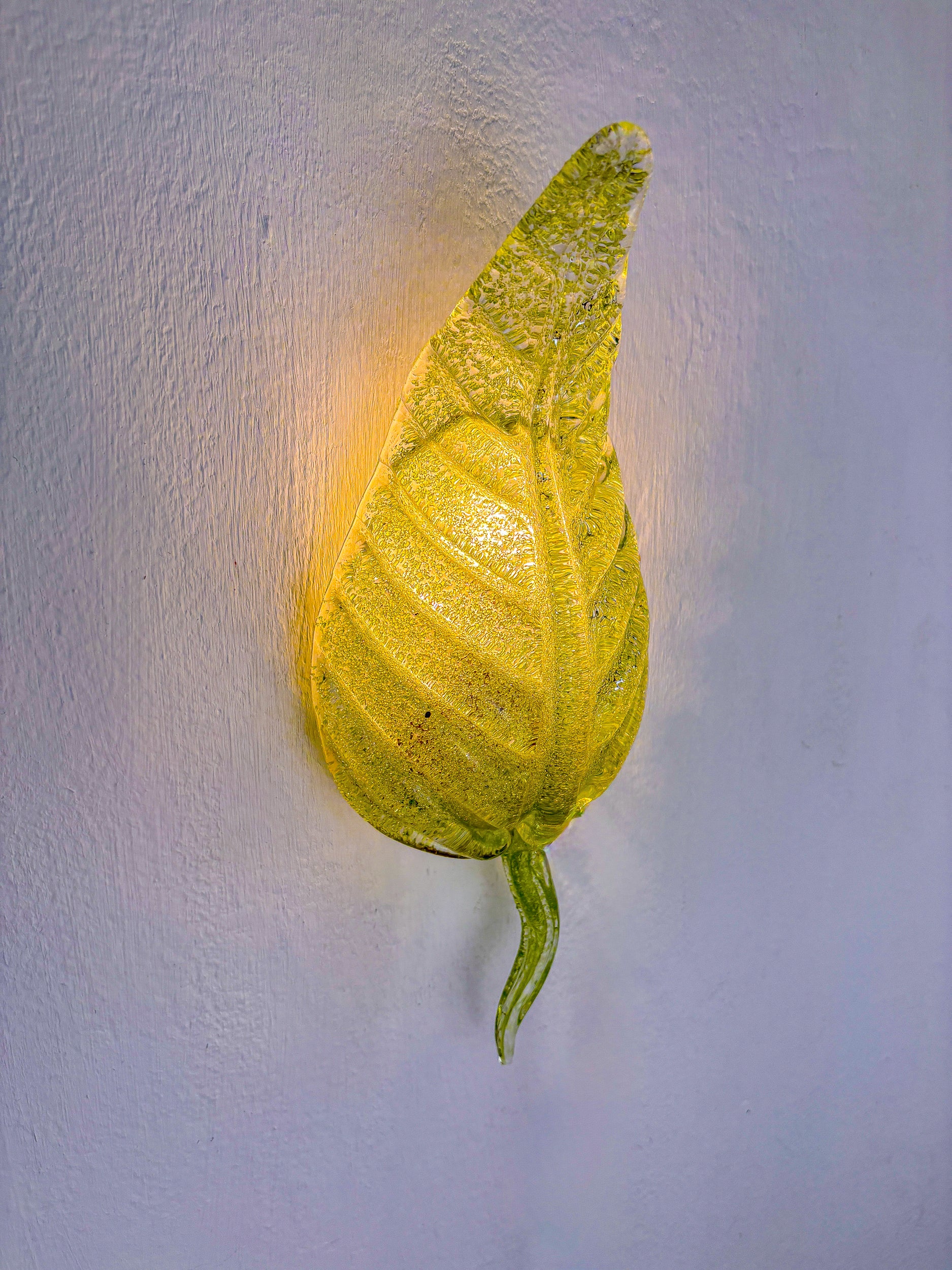 Barovier & Toso Leaf-Shaped Wall Sconce, Green Murano Glass, Italy, 1960's