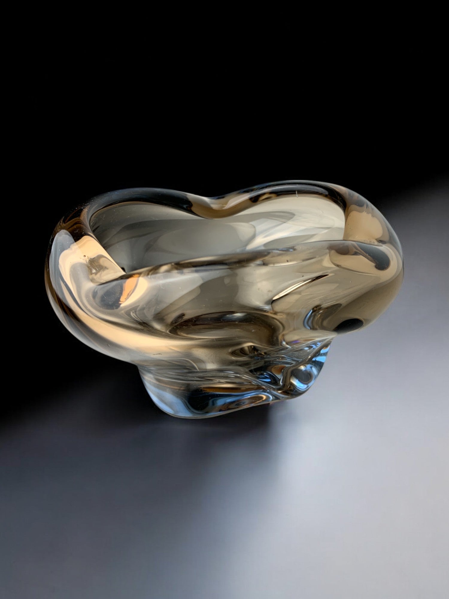 Brown and blue Sommerso ashtray by Seguso, Murano glass, Italy, 1970