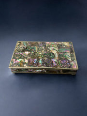 Abalone shell vanity box, Alpaca and wood, Mexico, 70's
