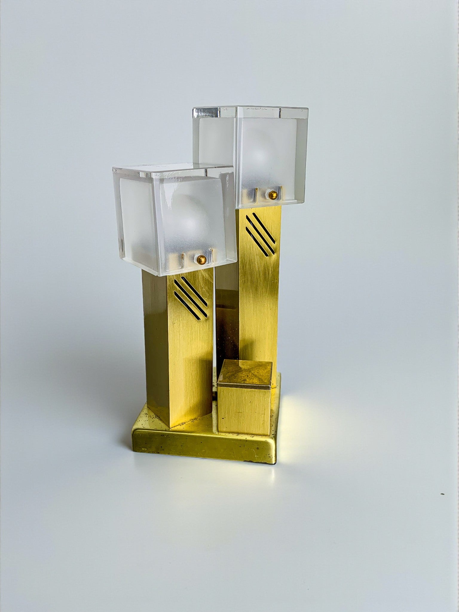 Cubic Murano Glass table lamp by Gaetano Sciolari, Italy 1970s