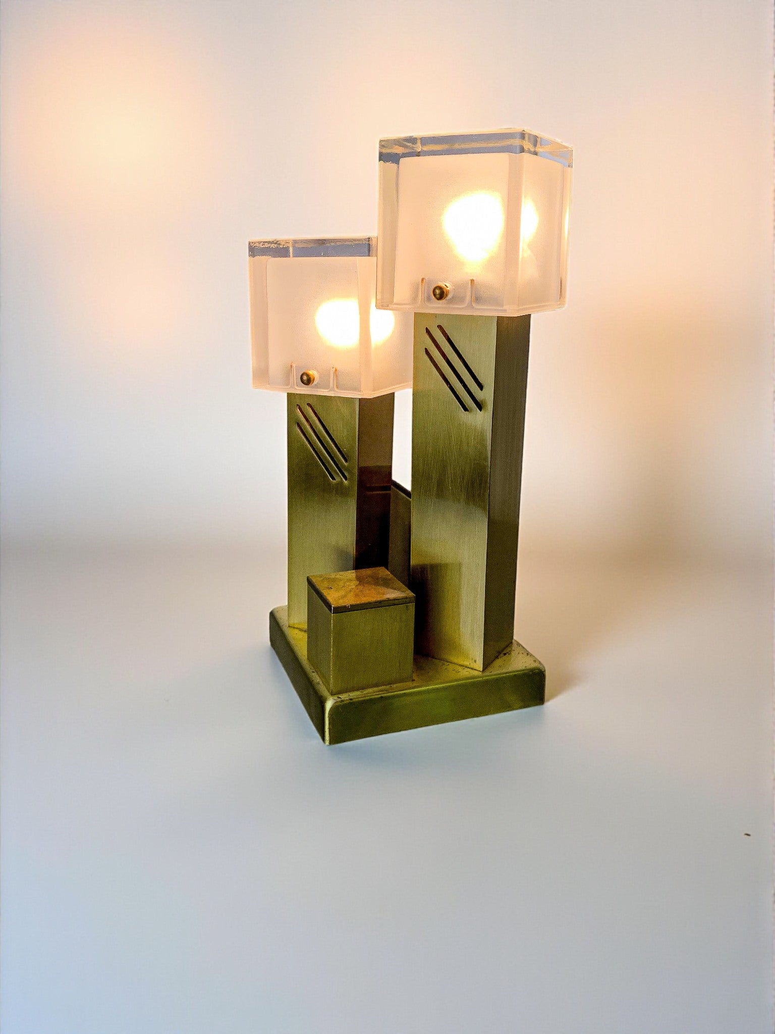 Cubic Murano Glass table lamp by Gaetano Sciolari, Italy 1970s