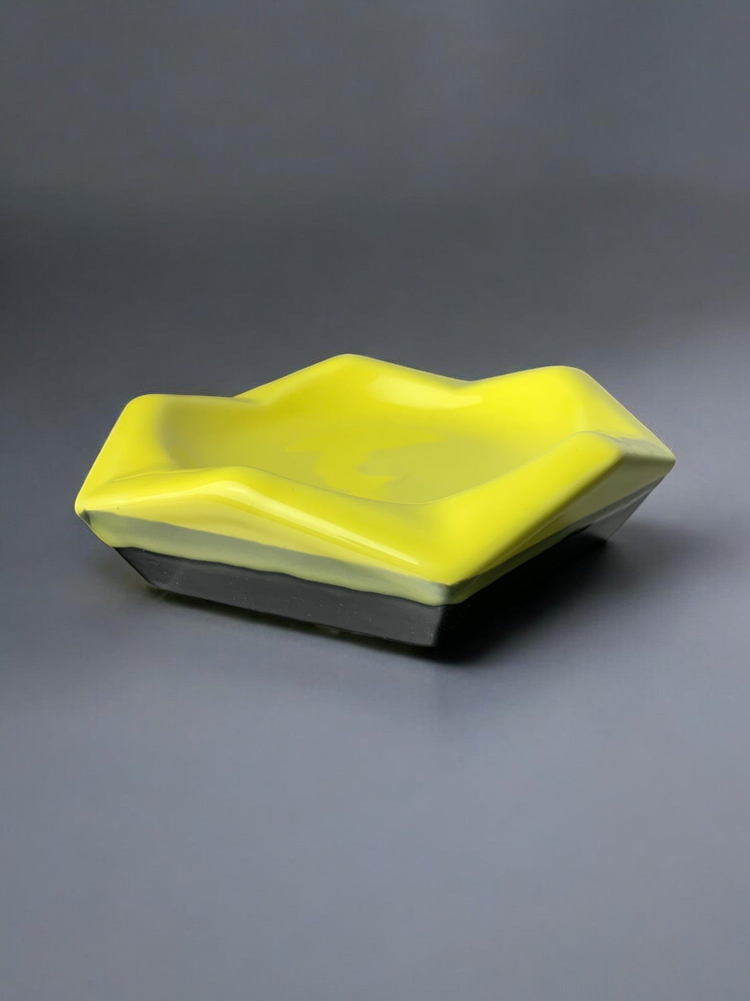 German 1970s Geometric Ashtray in Ceramic