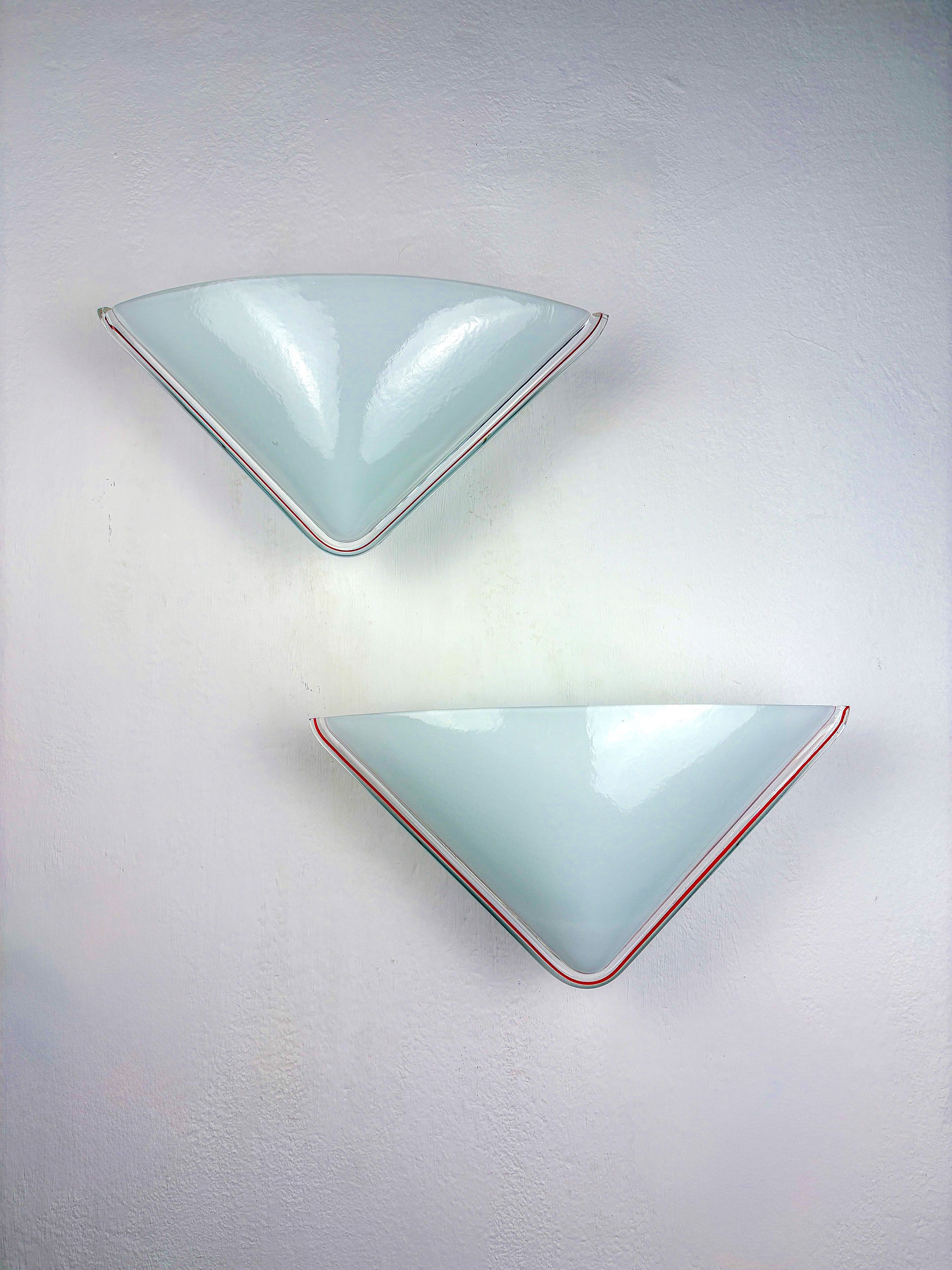 Pair of Triangular Murano Glass Wall Lights by Leucos, , Italy 1970s