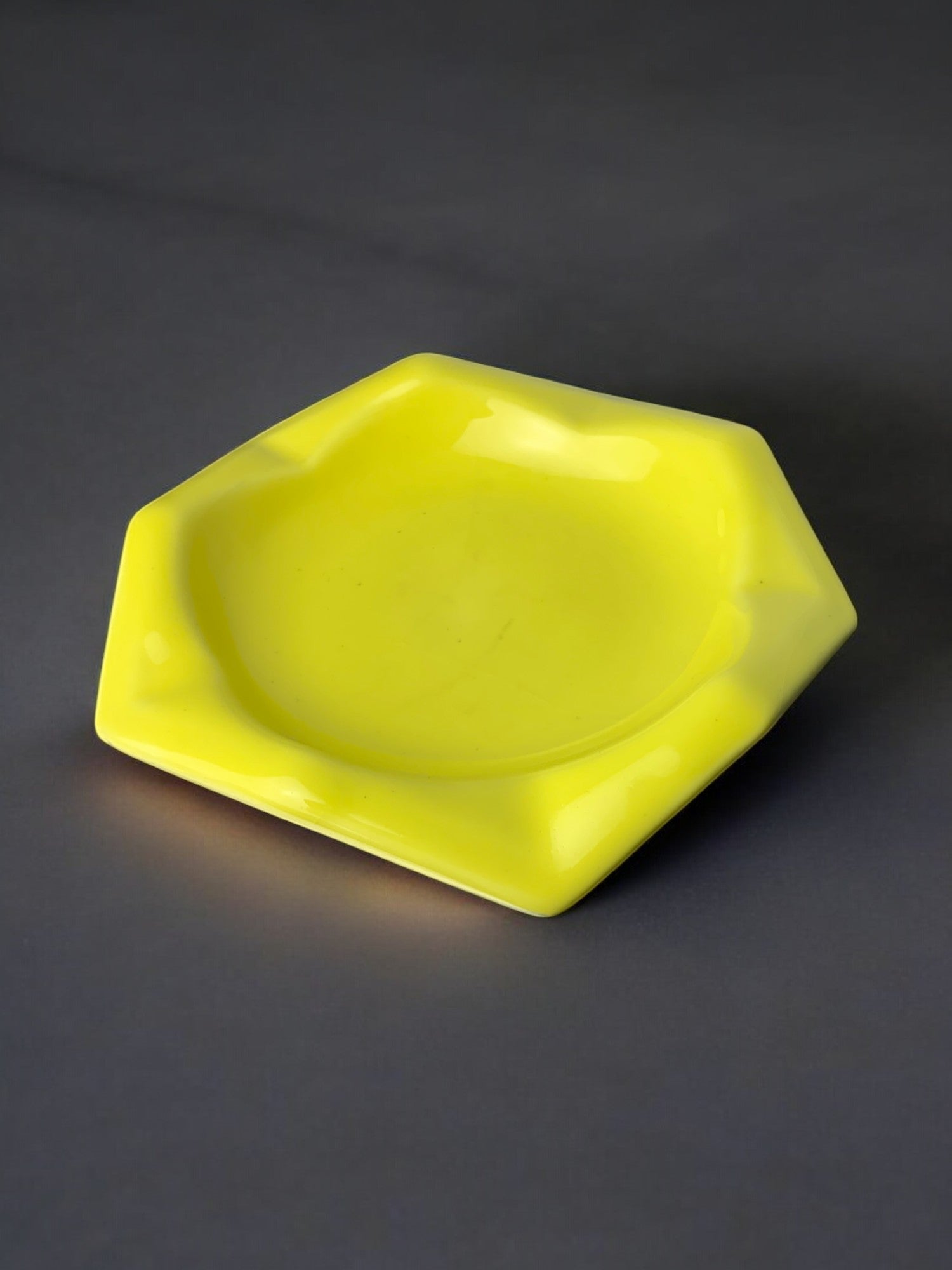 German 1970s Geometric Ashtray in Ceramic