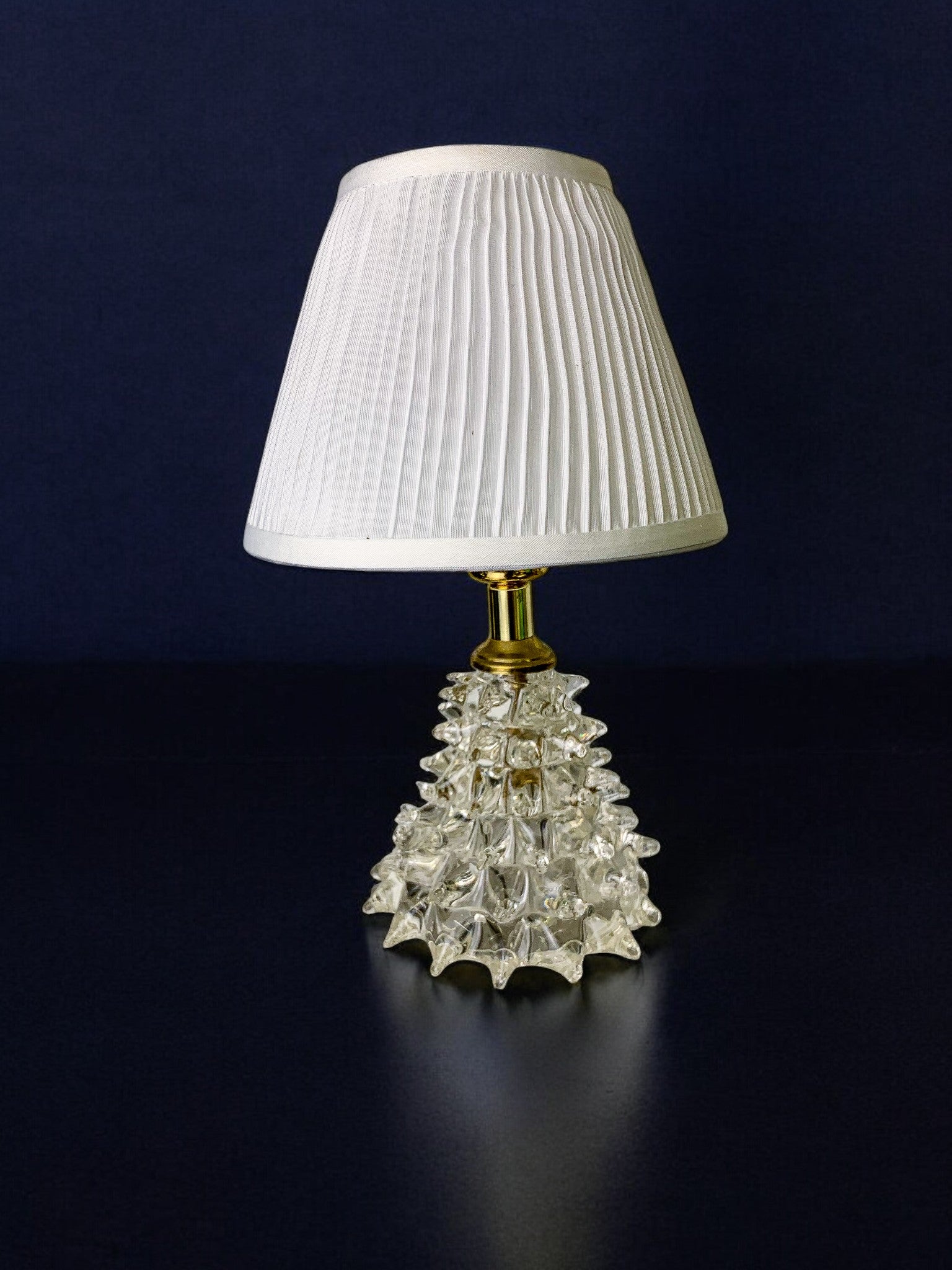 Barovier Murano Rostrato Glass and Brass Table Lamp, Italy 1940s
