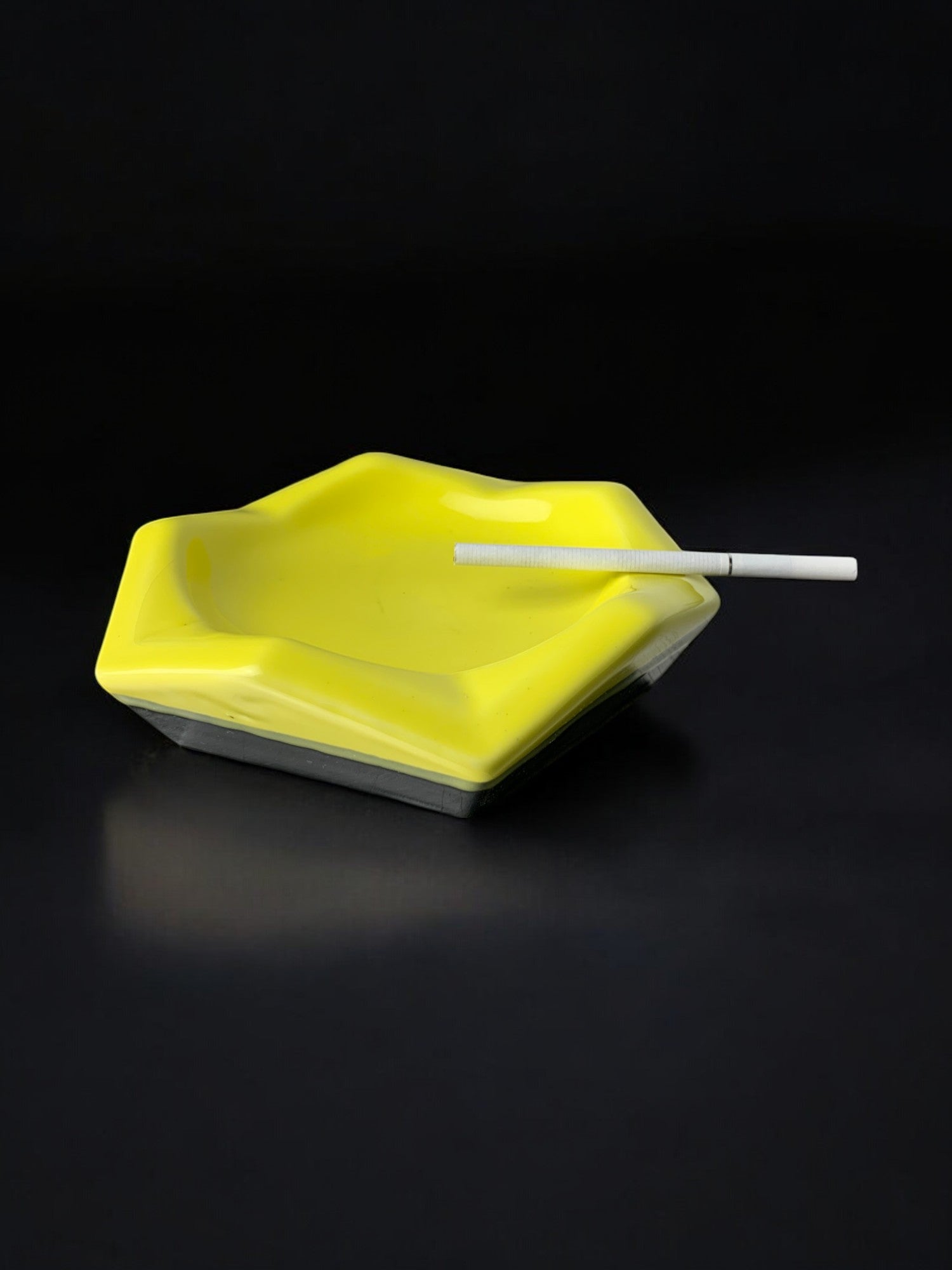 German 1970s Geometric Ashtray in Ceramic