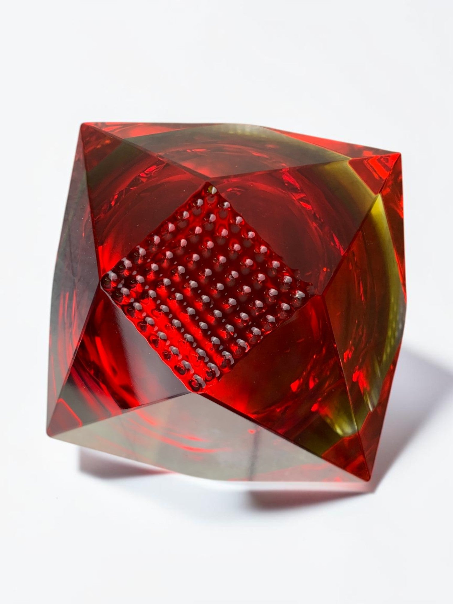 Italian Red and yellow Sommerso ashtray by seguso, murano, 1970's