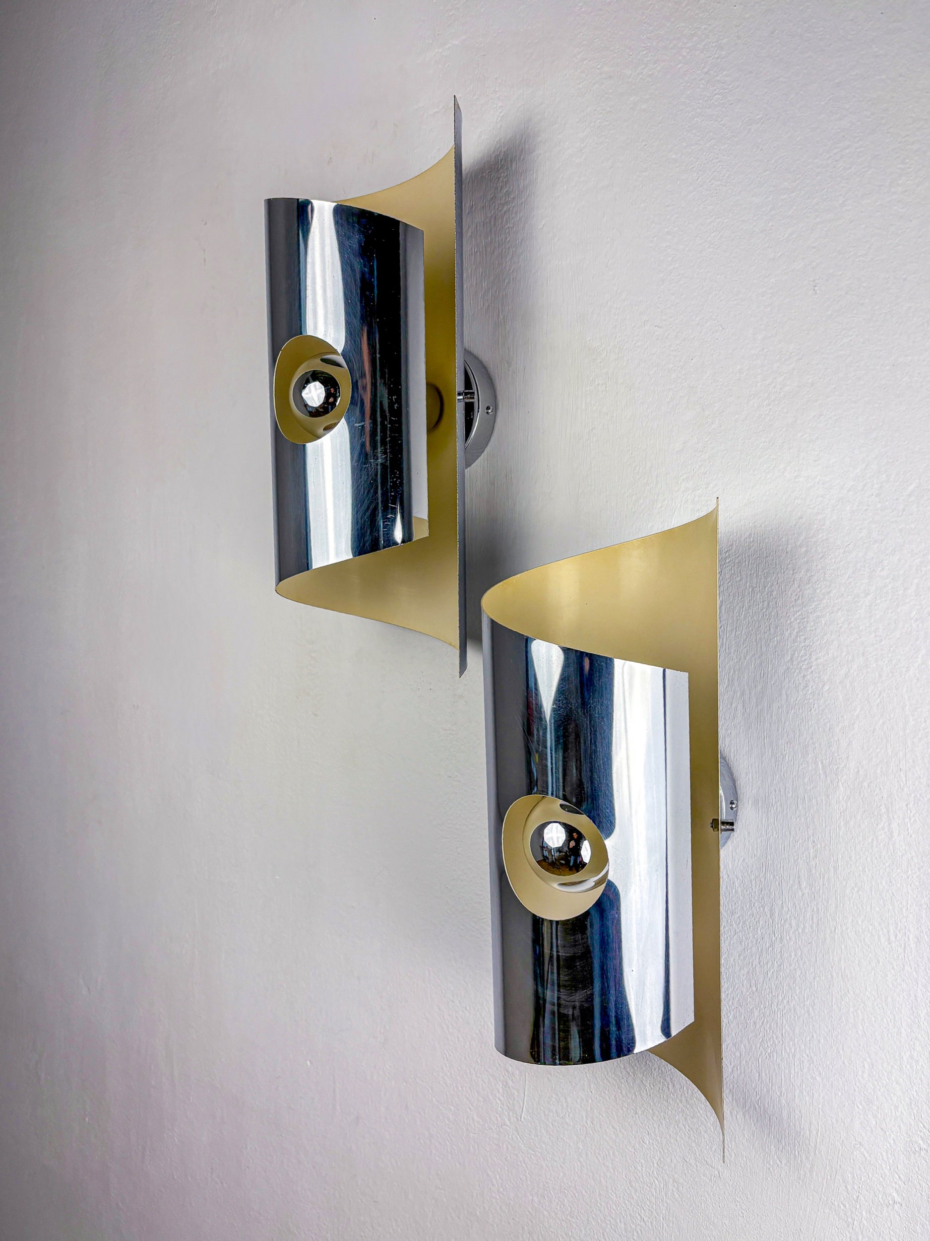 Pair of Space-Age wall Sconces, Max Sauze's style, France, Circa 1970's